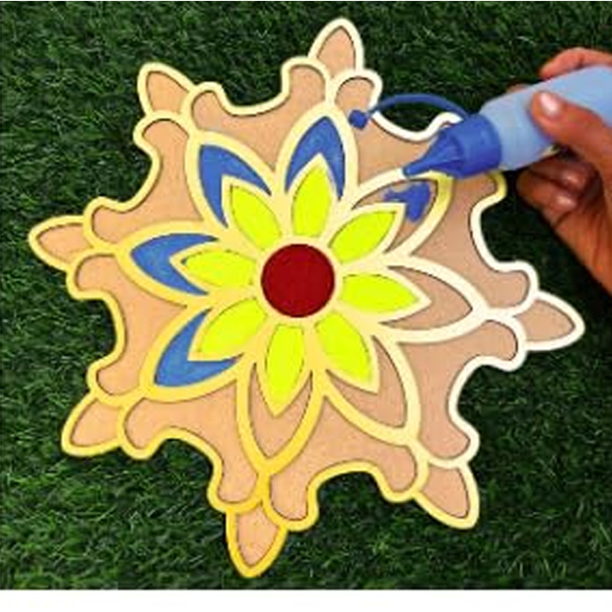 Rangoli Stencil Assorted Desgion I MDF Rangoli Stencil I Rangoli Pouch Free Pack Of 5 12*12 Inch