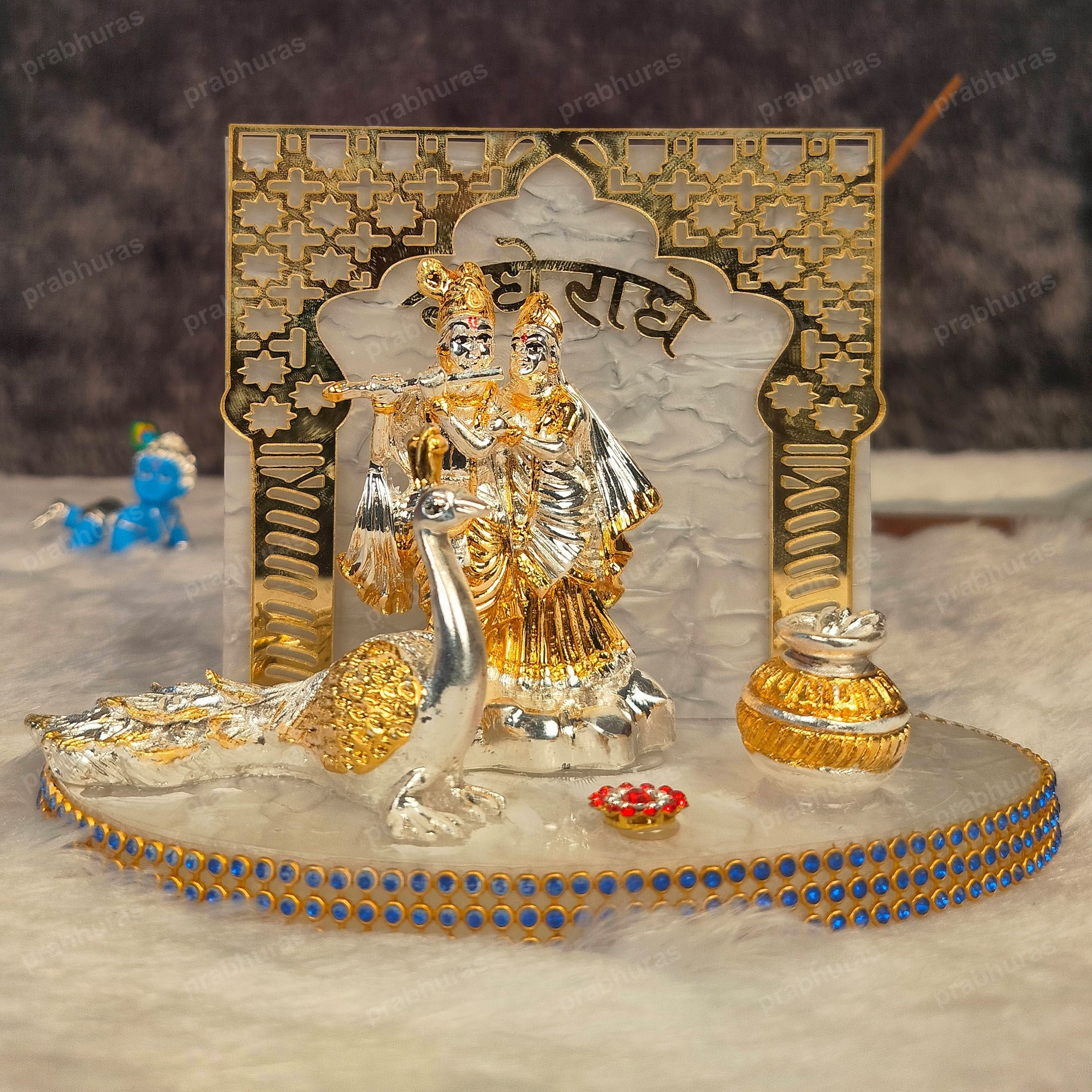 Shree Radhe Krishna Murti Dwar With Mor Idol