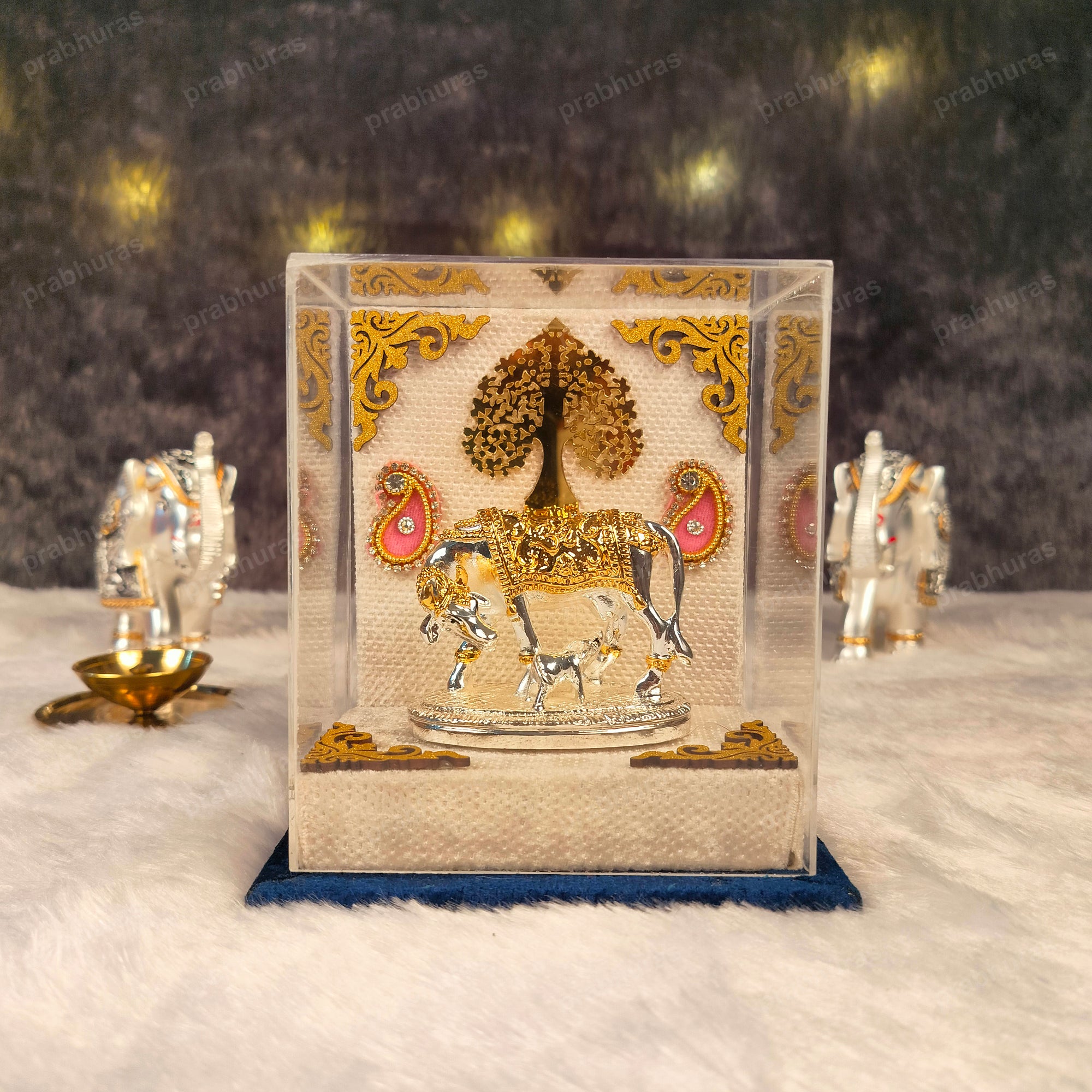 Kamdhenu Cow with Vastu Calf , Vastu Items for Home for Good Luck - Offers Wealth, Prosperity, Health, Peace