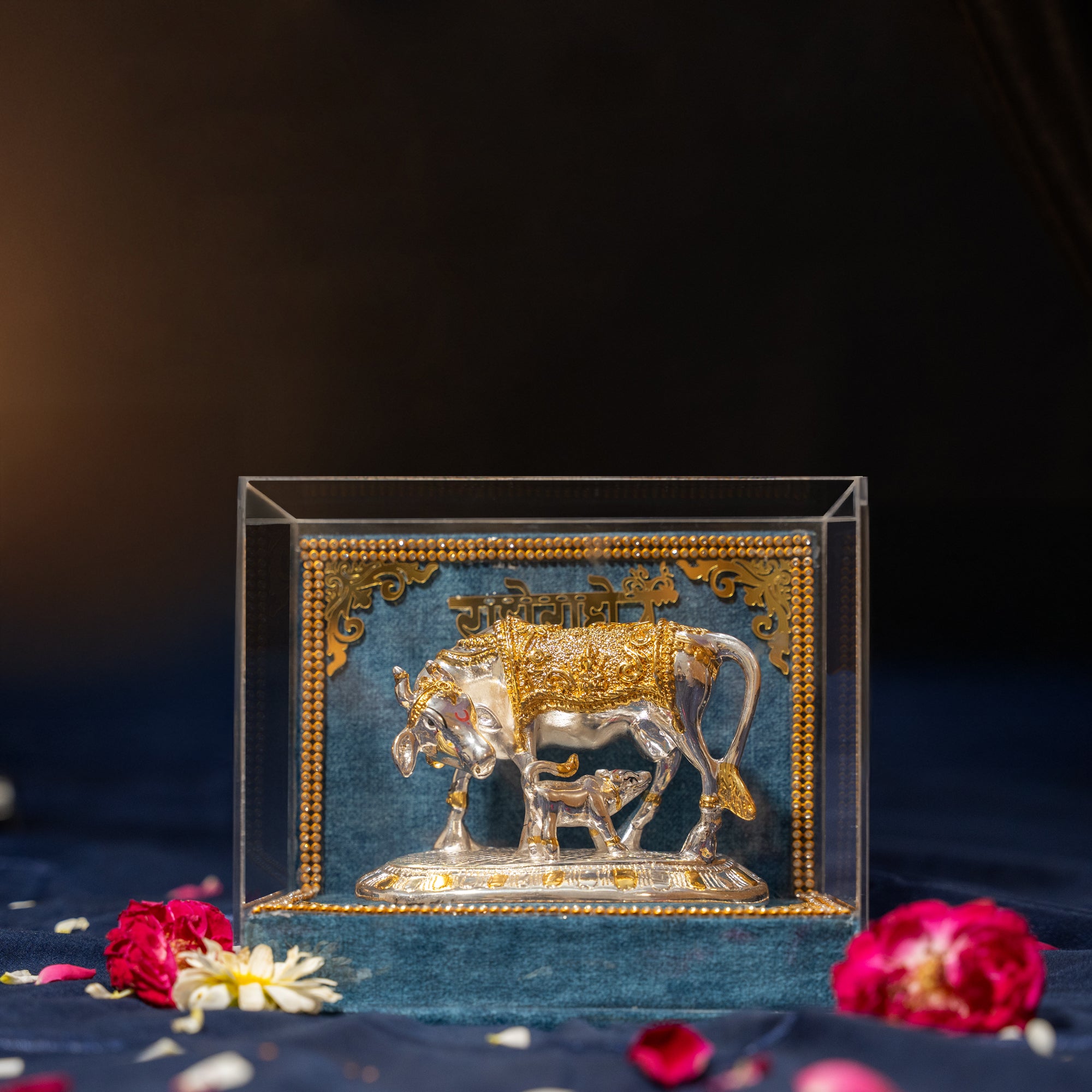 Kamdhenu Cow with Vastu Calf , Vastu Items for Home for Good Luck - Offers Wealth, Prosperity, Health, Peace