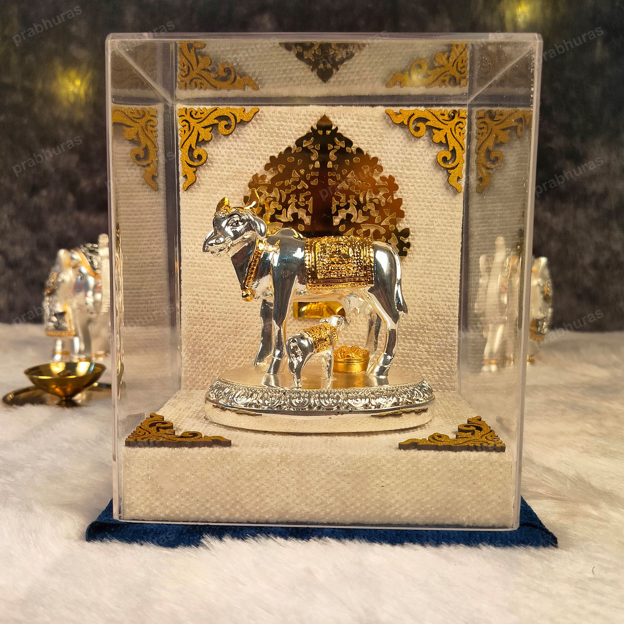 Kamdhenu Cow with Vastu Calf , Vastu Items for Home for Good Luck - Offers Wealth, Prosperity, Health, Peace