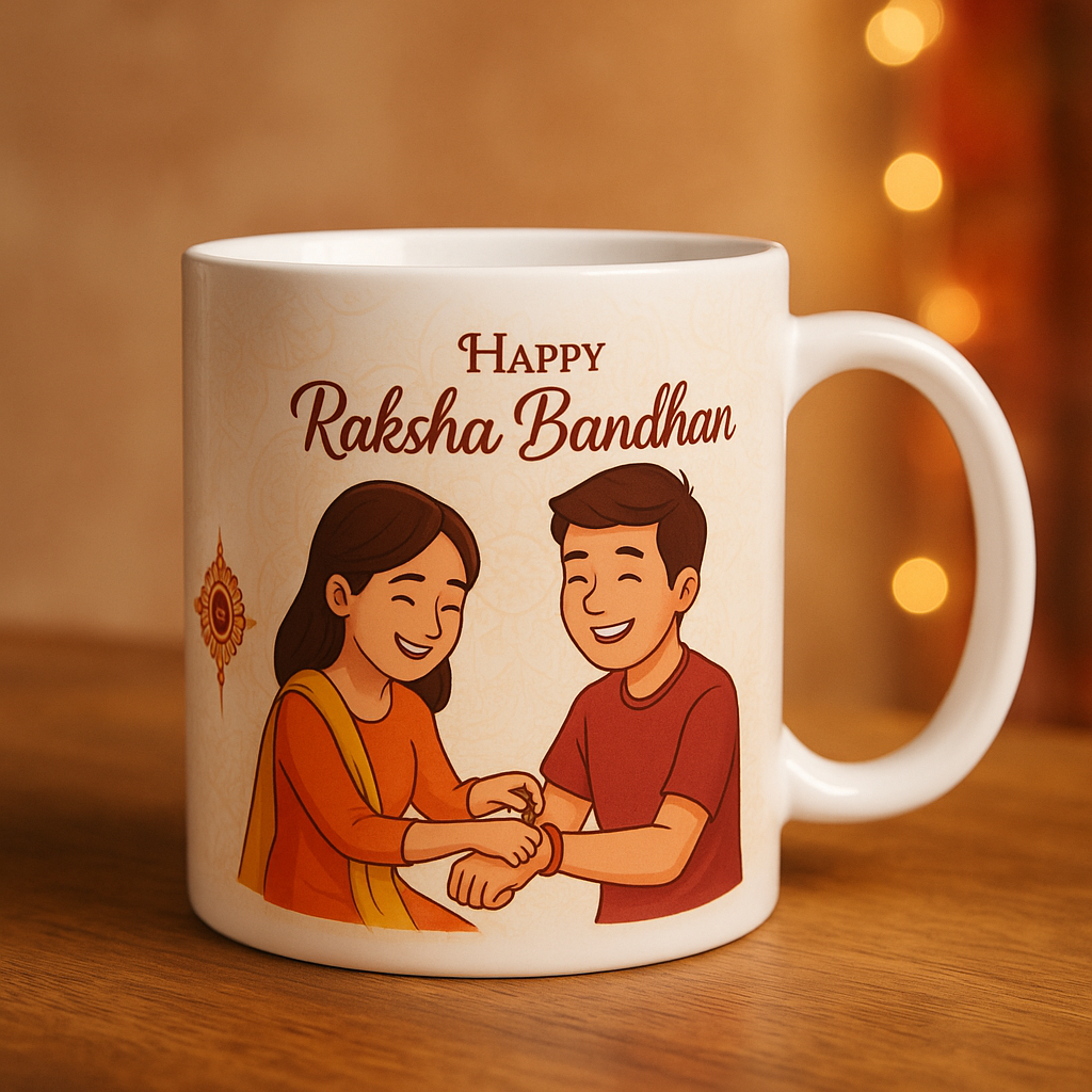 Personalized Rakhi Mug with Your Photo | Custom Brother-Sister Gift for Raksha Bandhan