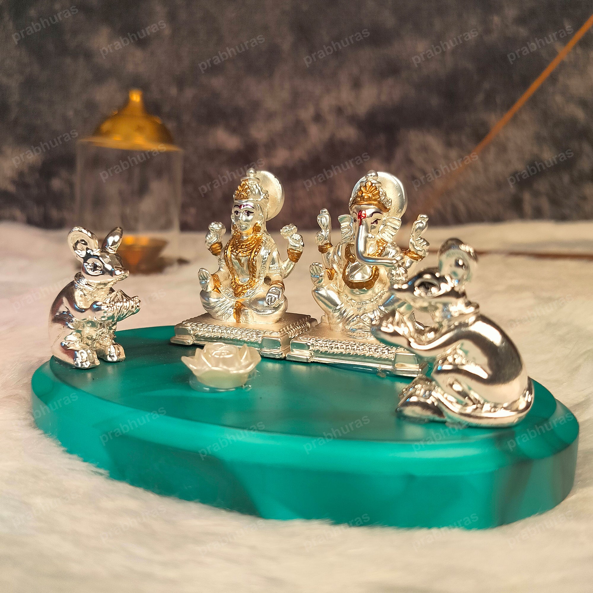 Shree Laxmi Ganesh Murti And Silver Coated