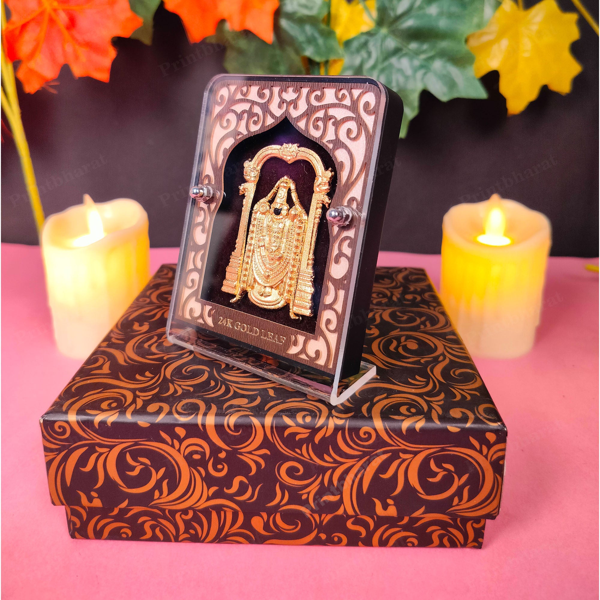 Shree Balaji Leaf 24KT Gold Coated Table Top