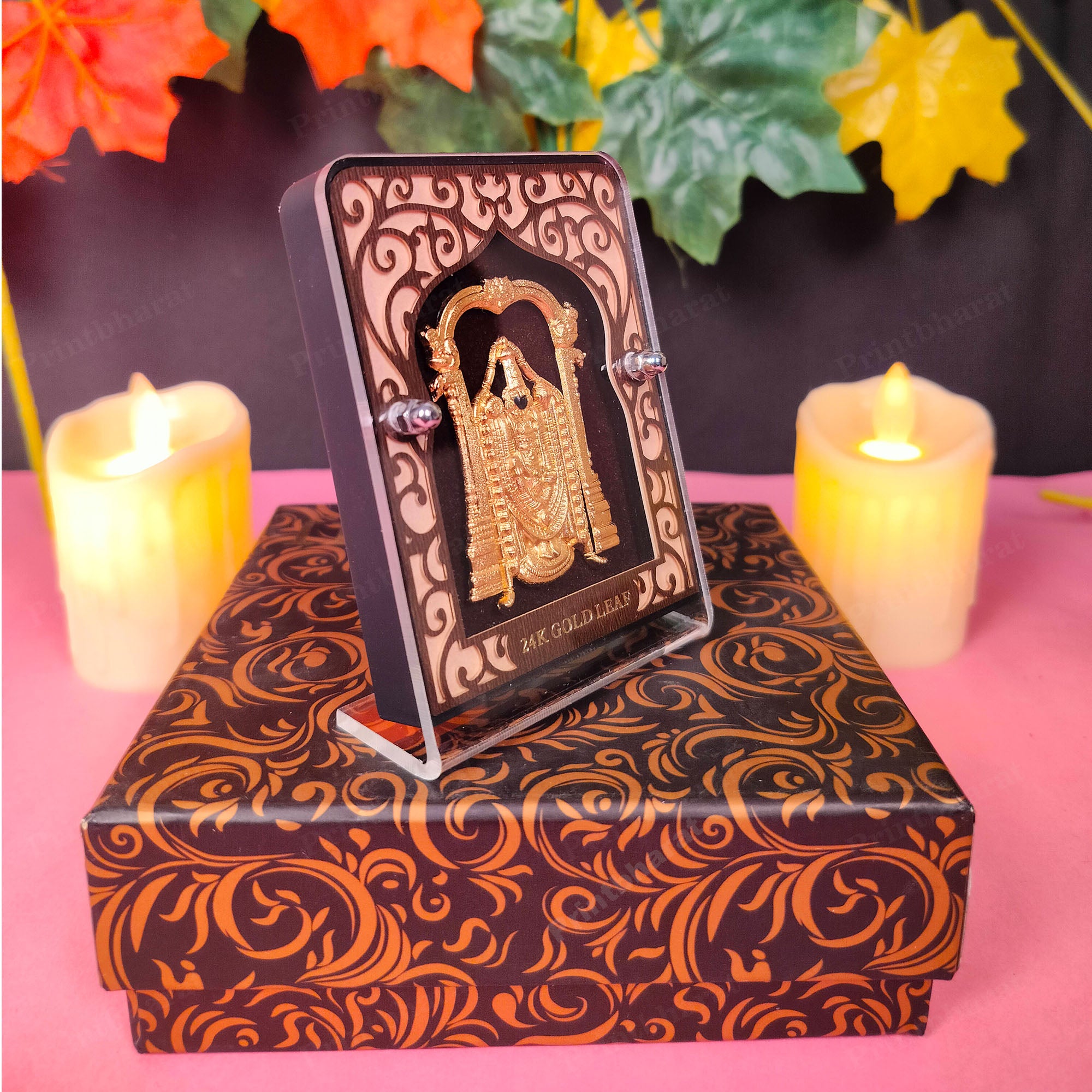 Shree Balaji Leaf 24KT Gold Coated Table Top