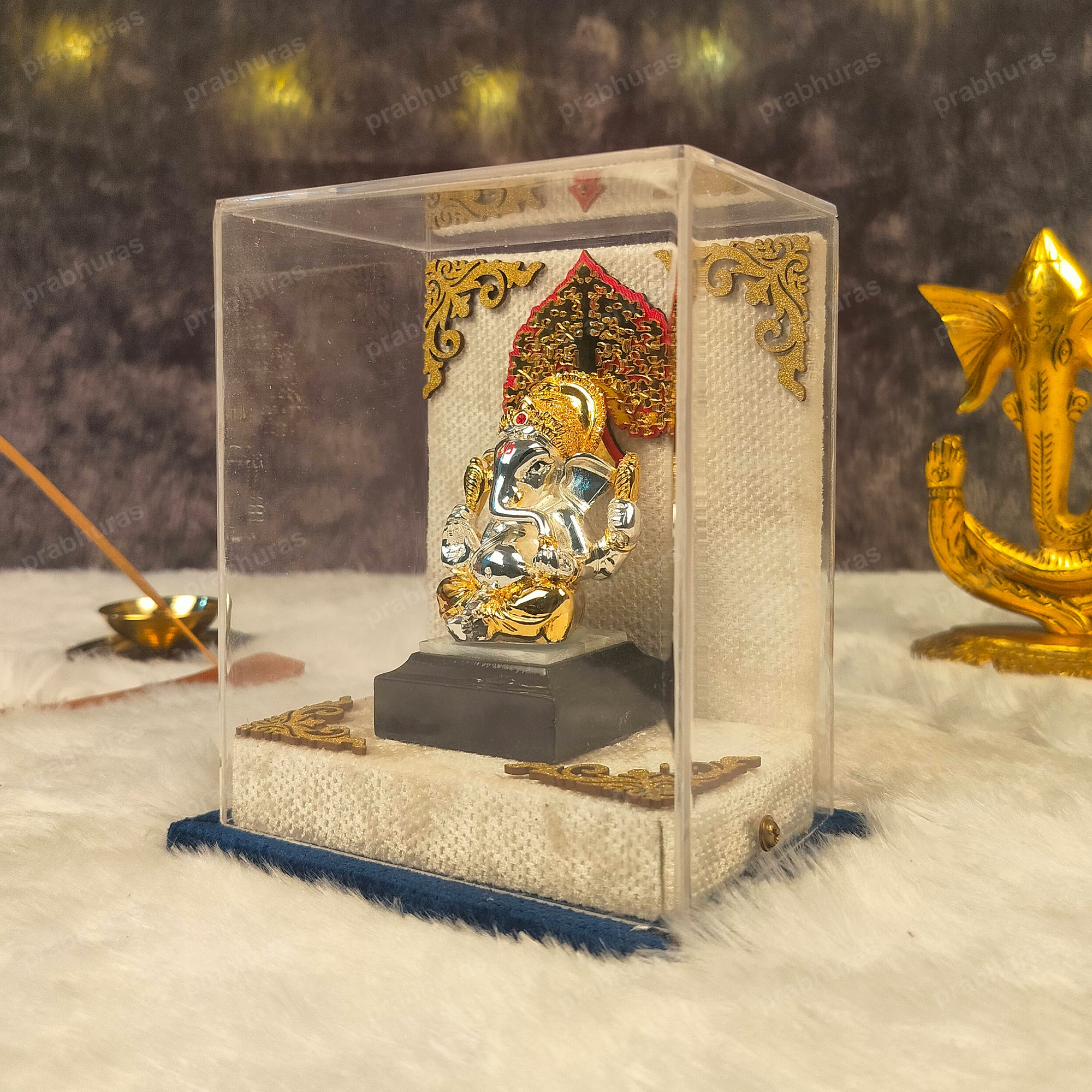 Shri Ganesh ji With Gold And Silver Coated