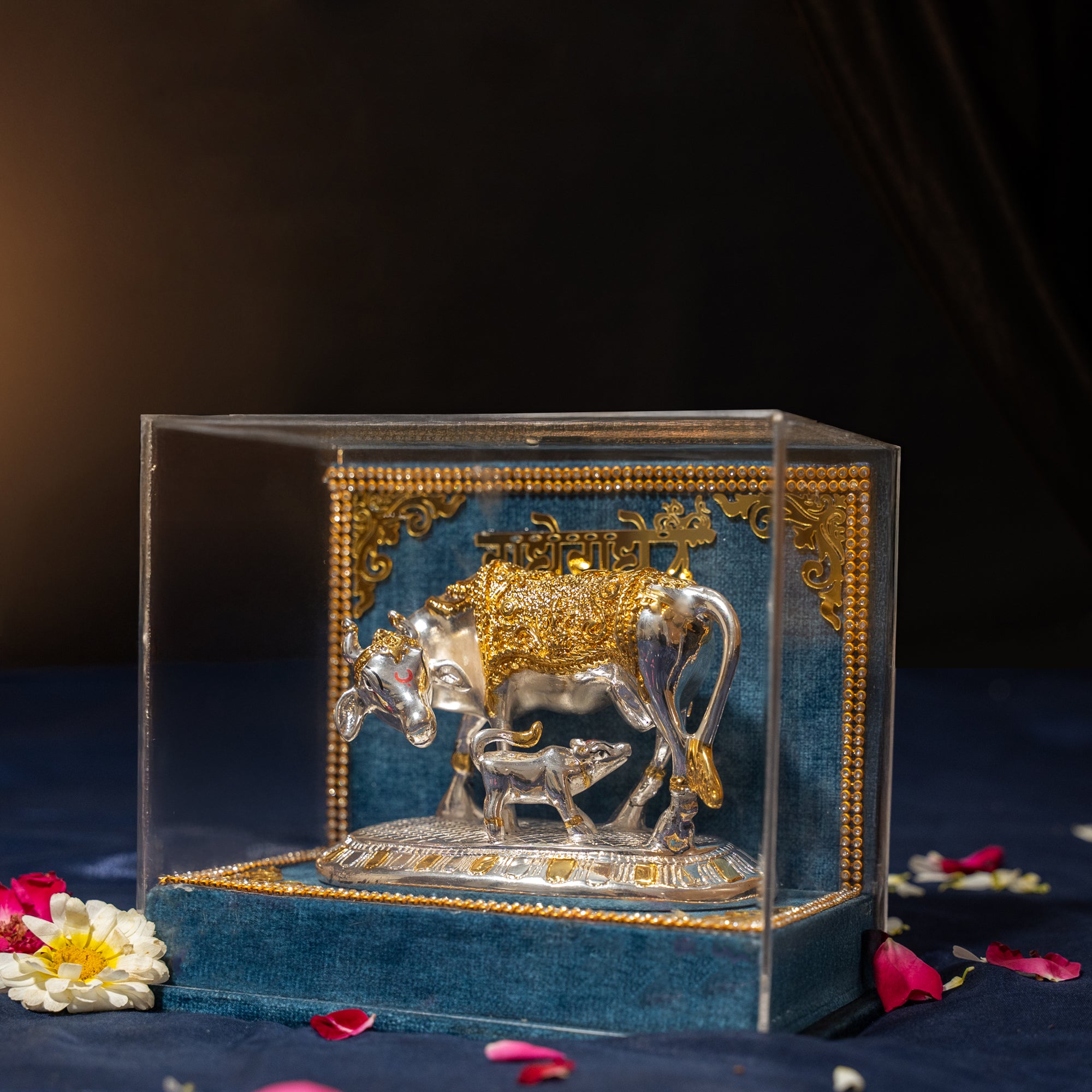 Kamdhenu Cow with Vastu Calf , Vastu Items for Home for Good Luck - Offers Wealth, Prosperity, Health, Peace