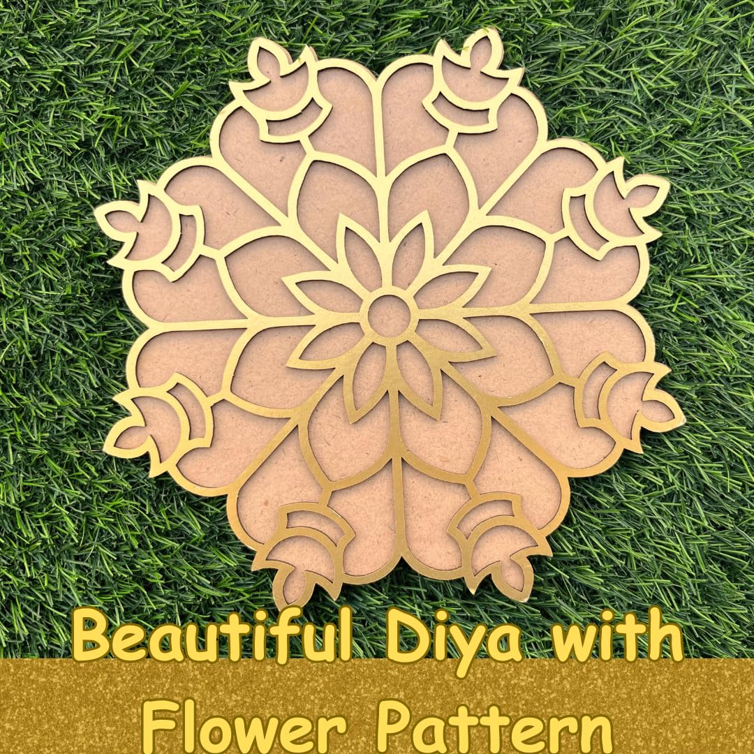 Rangoli Stencil Assorted Desgion I MDF Rangoli Stencil I Rangoli Pouch Free Pack Of 5 12*12 Inch