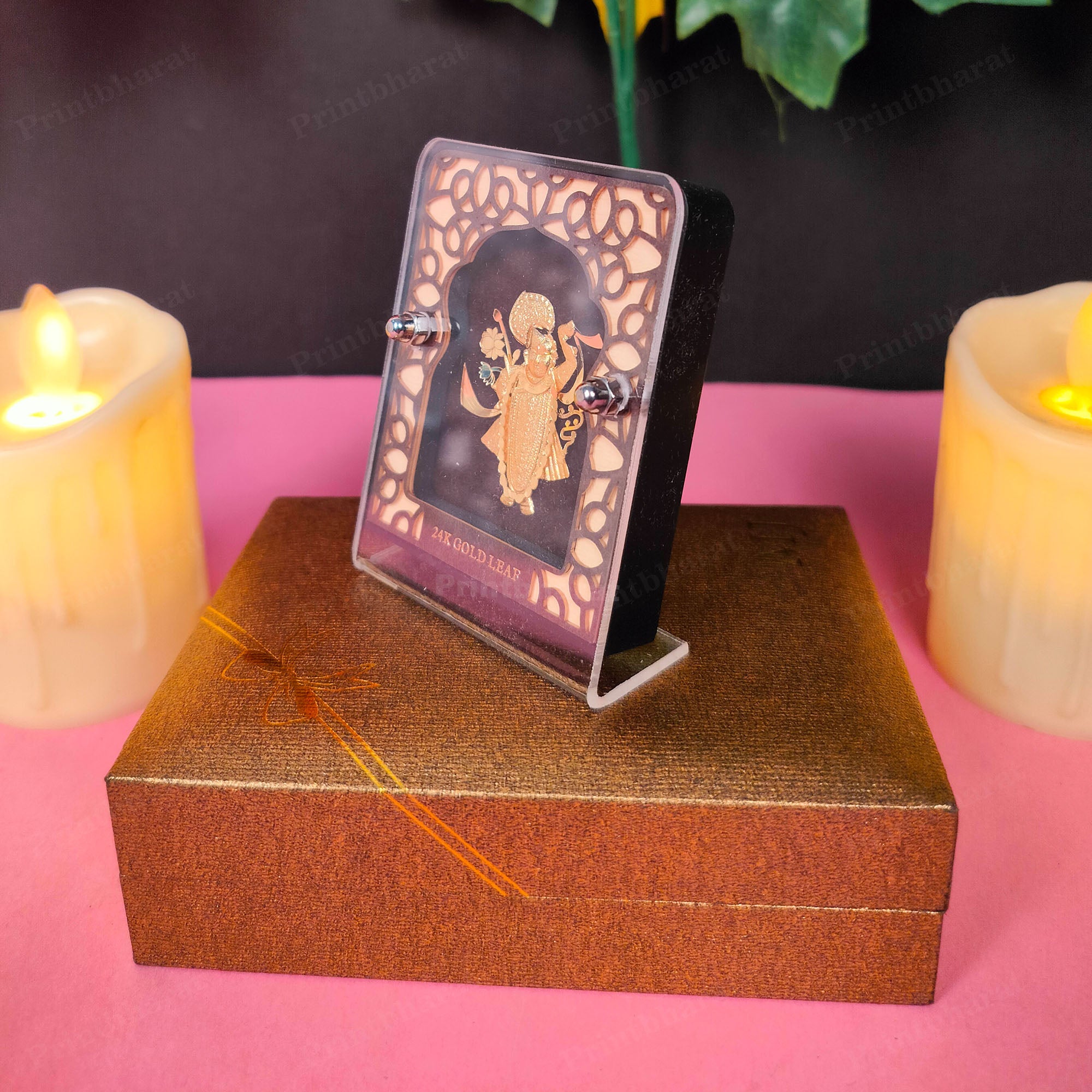 Shreenath Ji Leaf 24KT Gold Coated Table Top