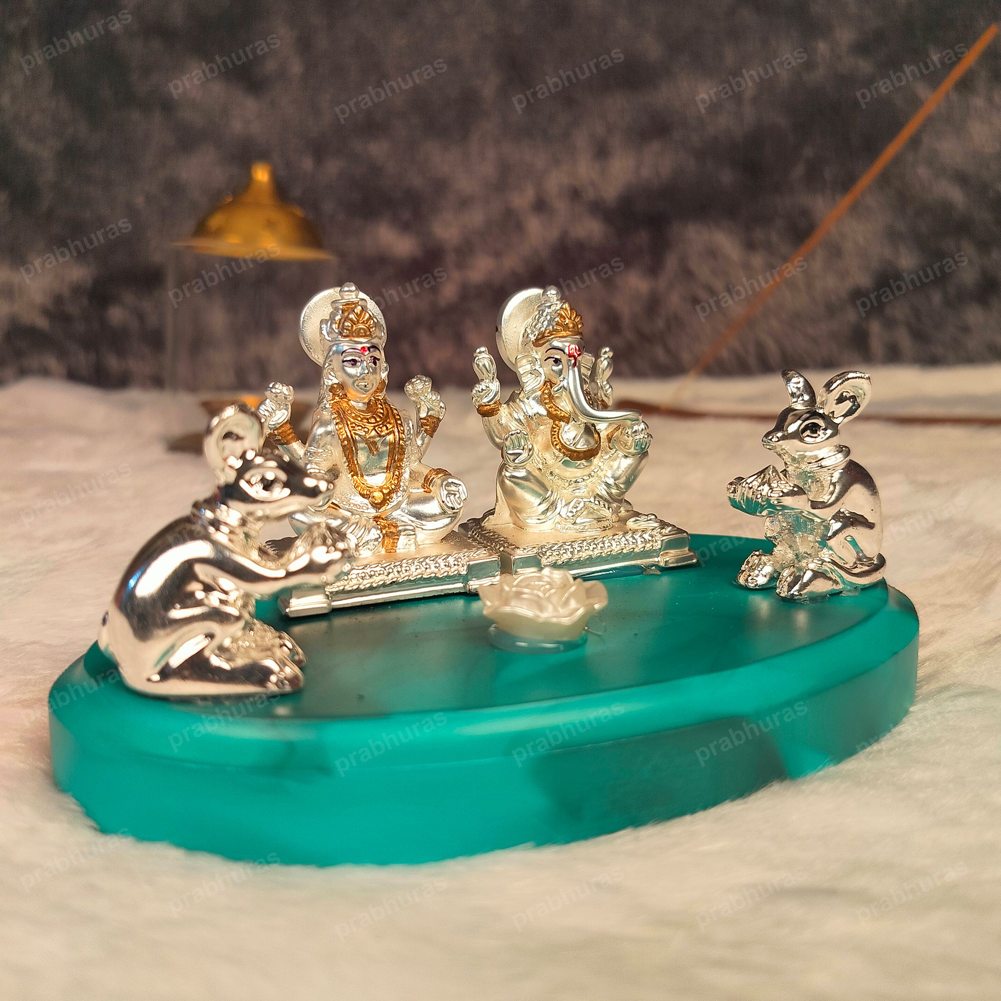Shree Laxmi Ganesh Murti And Silver Coated