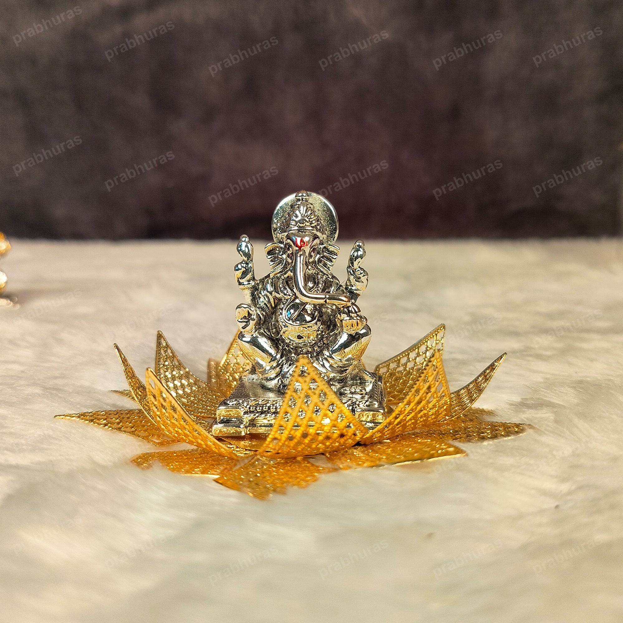 Shree Laxmi Ganesh With Hathi And Silver And Gold Coated