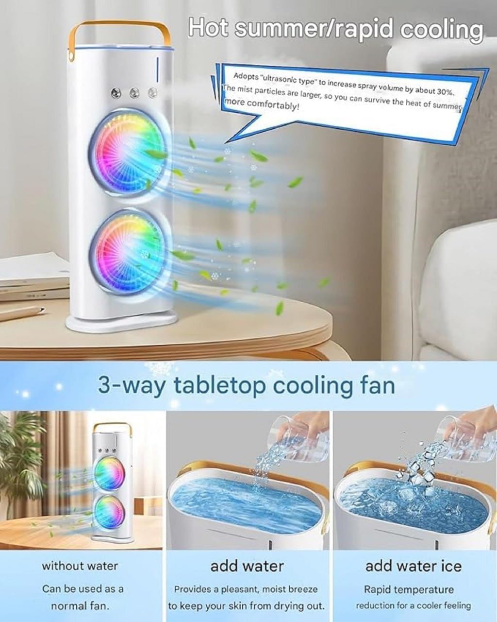 Double End Mini Air Cooler Fan