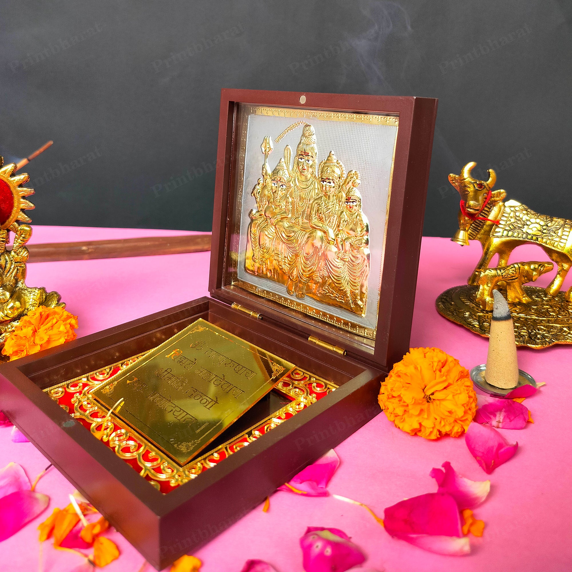 Shiv Shanker Small Pocket Temple (24 Karat Gold Coated)