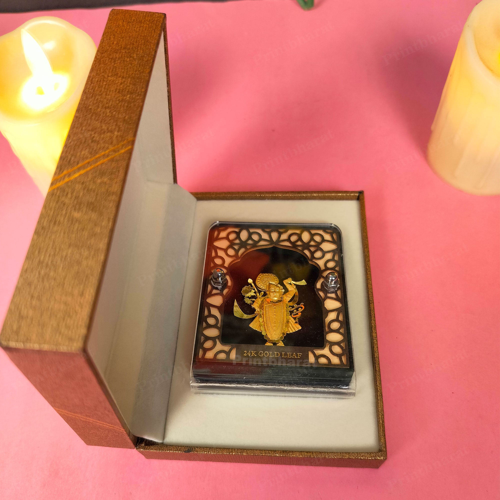 Shreenath Ji Leaf 24KT Gold Coated Table Top