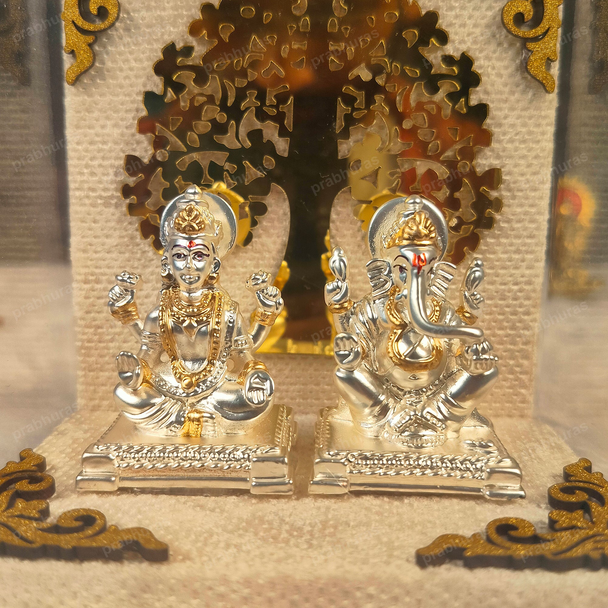 Shree Laxmi Ganesh With Gold And Silver Coated