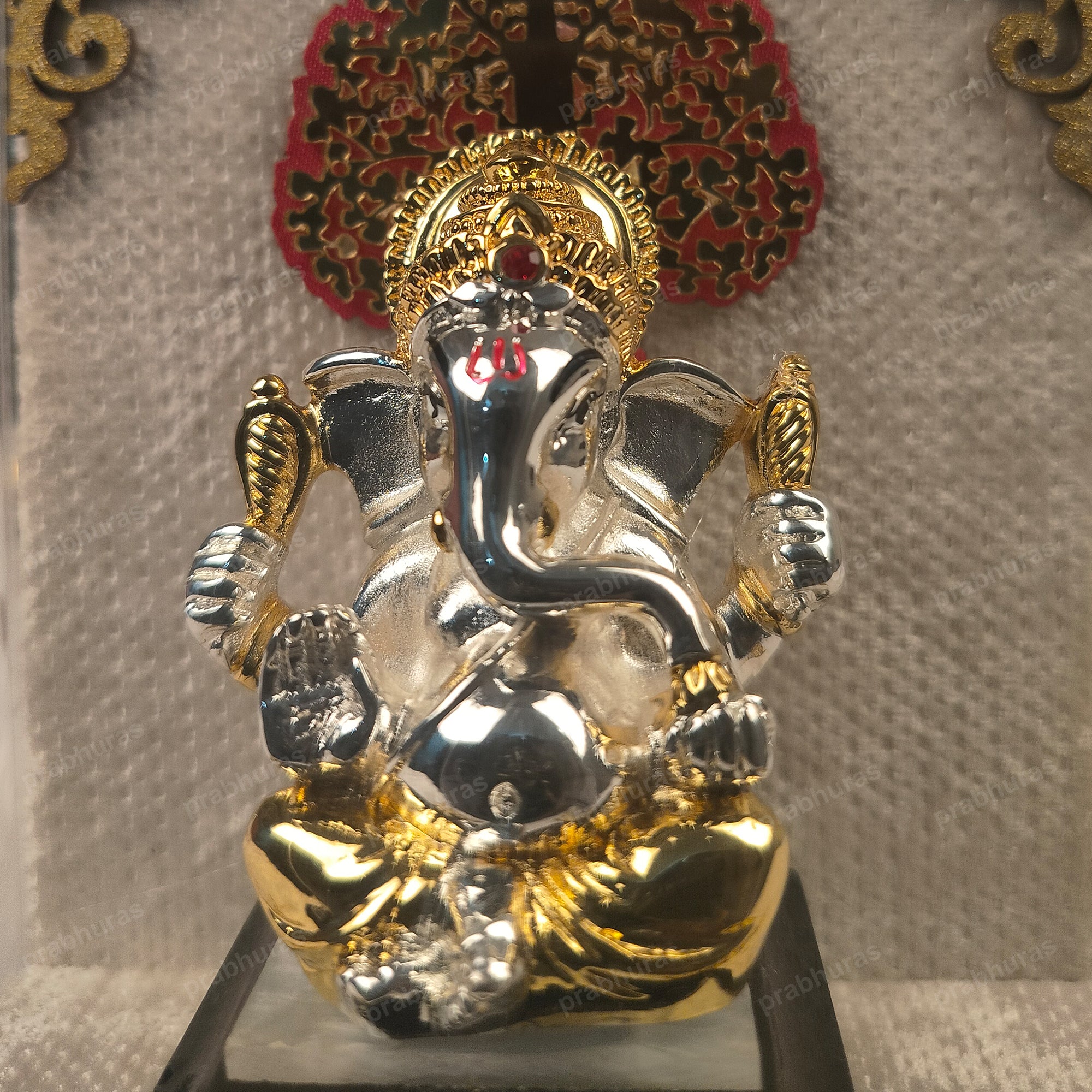 Shri Ganesh ji With Gold And Silver Coated