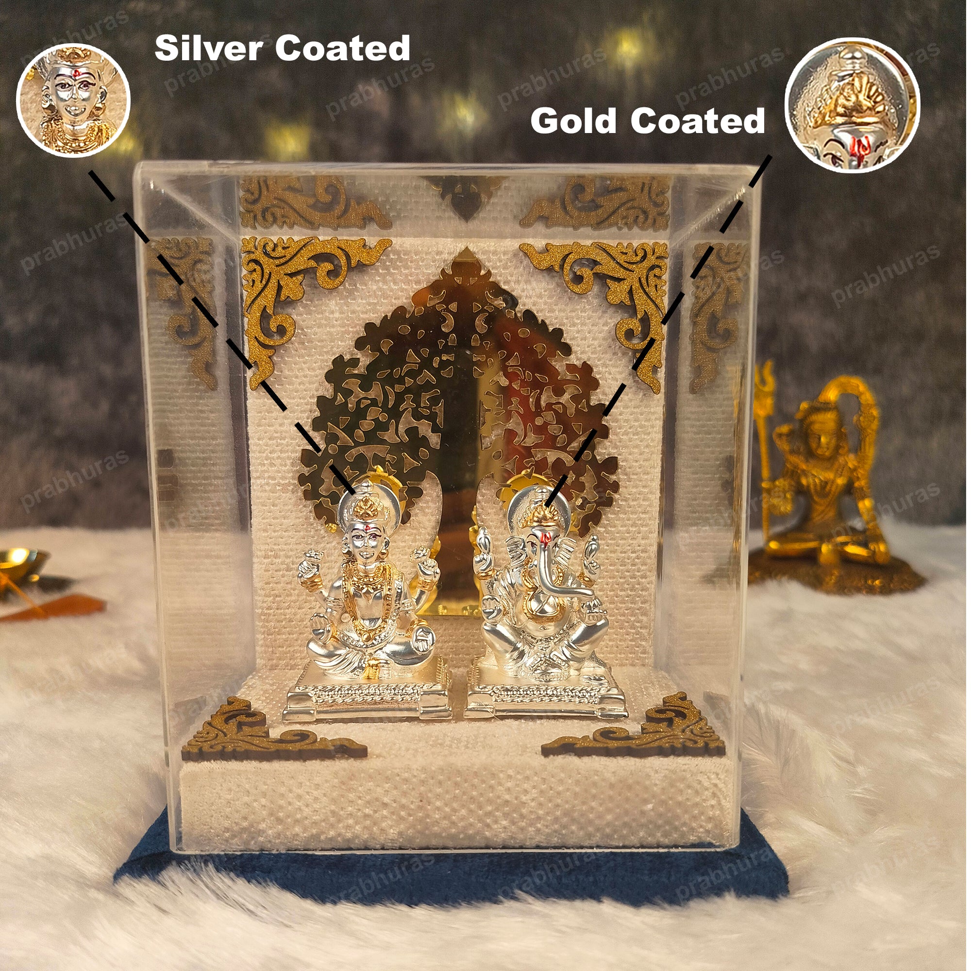 Shree Laxmi Ganesh With Gold And Silver Coated