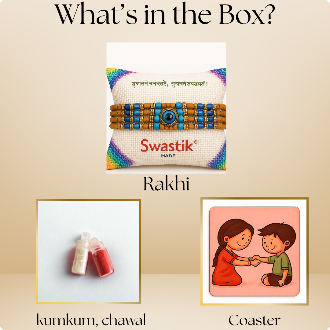 King Kalai Rakhi with Coaster, Kumkum & Chawal | Premium Raksha Bandhan Gift Combo