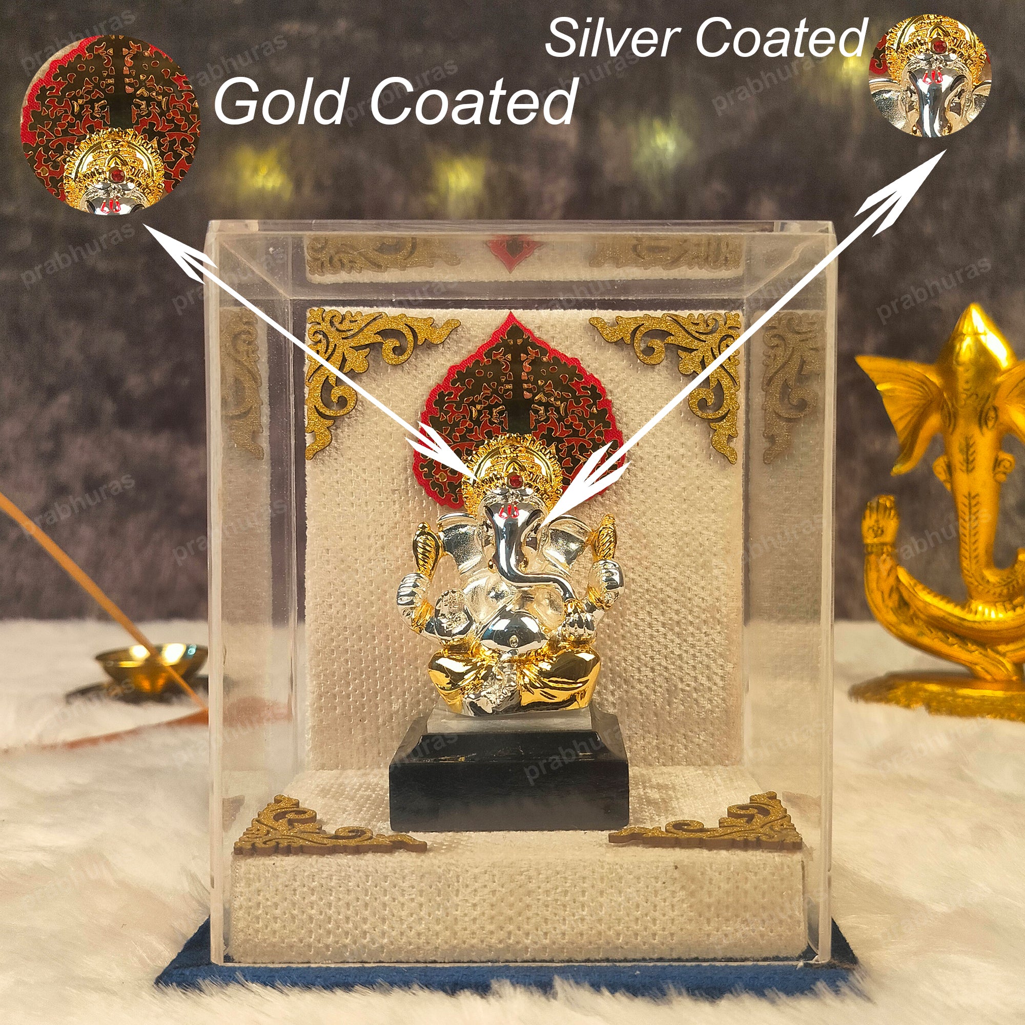 Shri Ganesh ji With Gold And Silver Coated