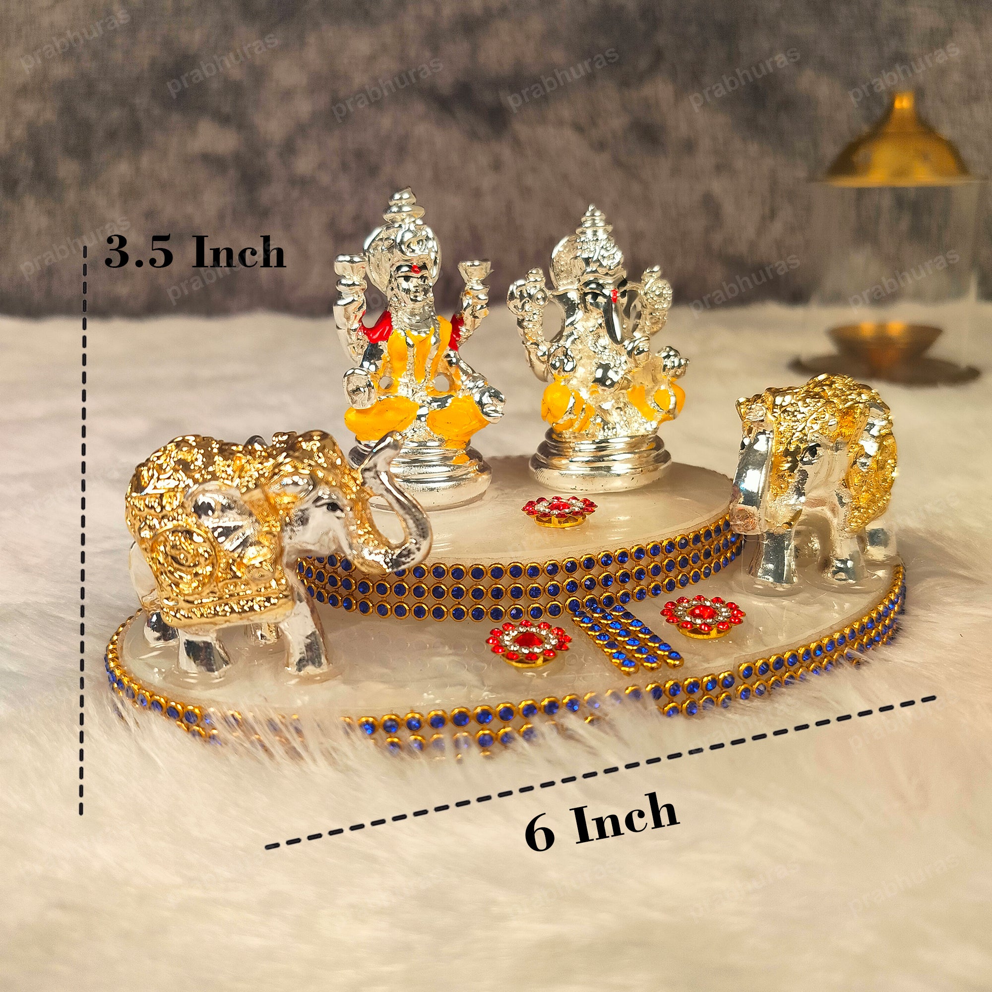 Shree Laxmi Ganesh With Hathi And Silver Coated
