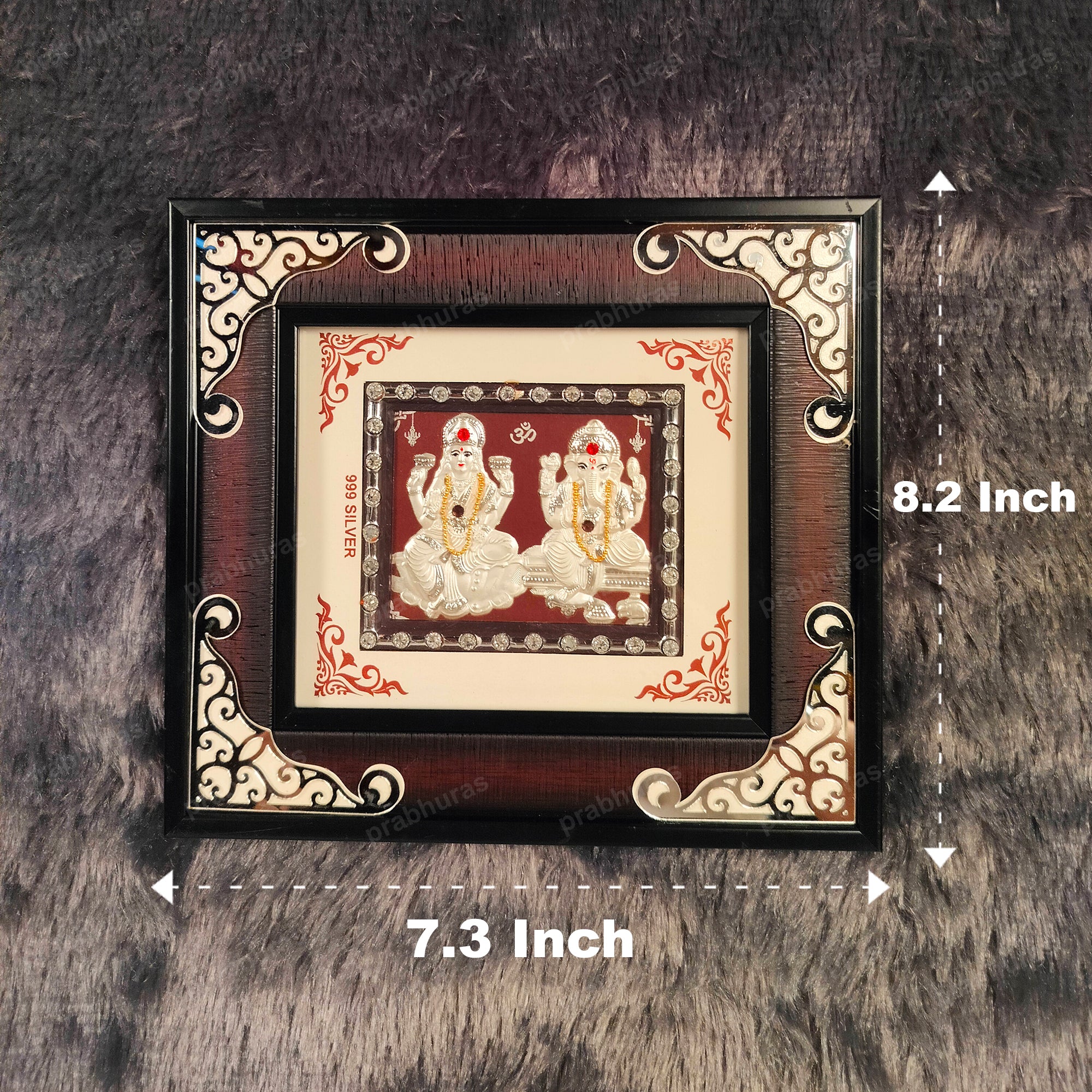 Laxmi Ganesh Wall Hanging Photo Frame Silver Coated