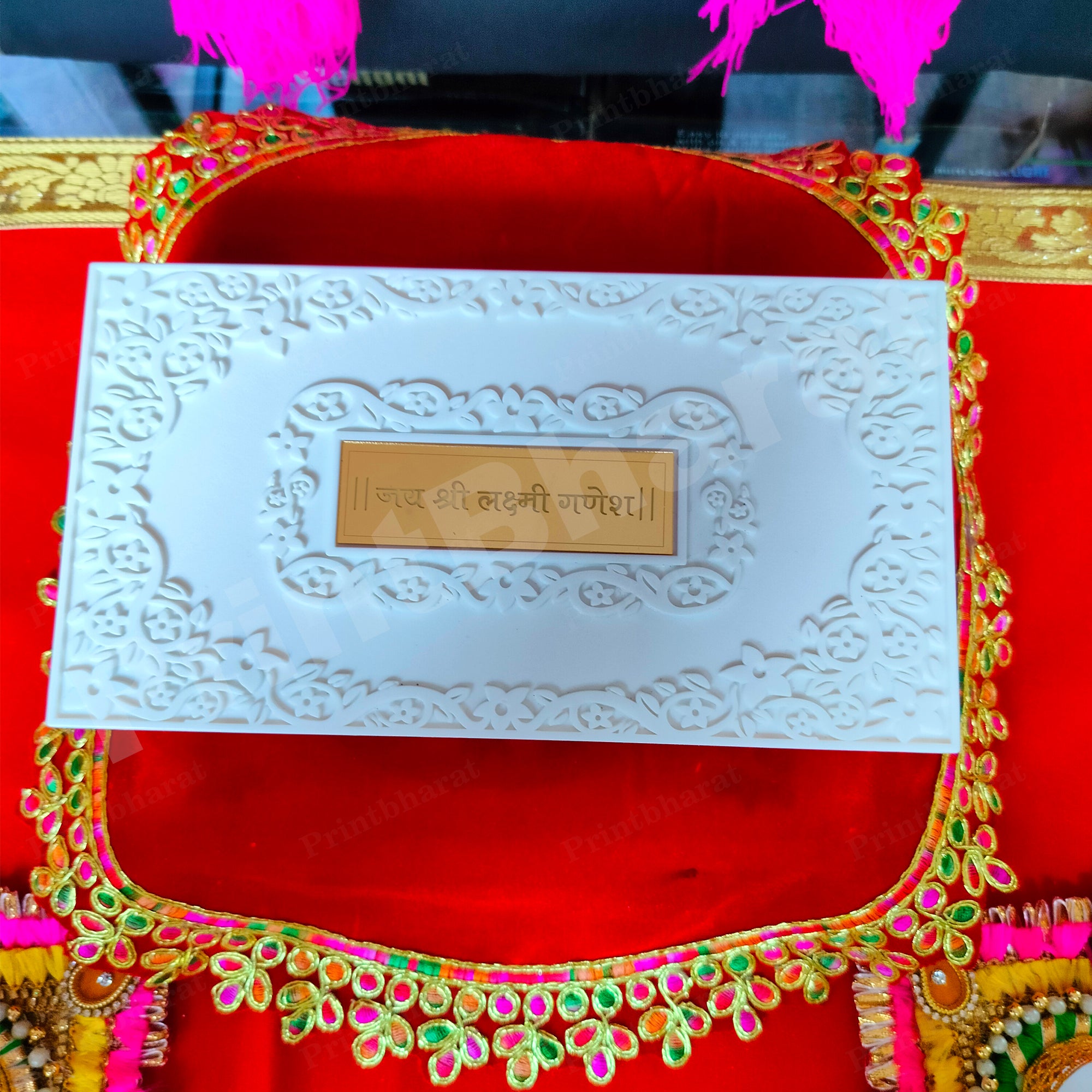 White Laxmi Ganesh Pocket Temple (24 Karat Gold Coated)
