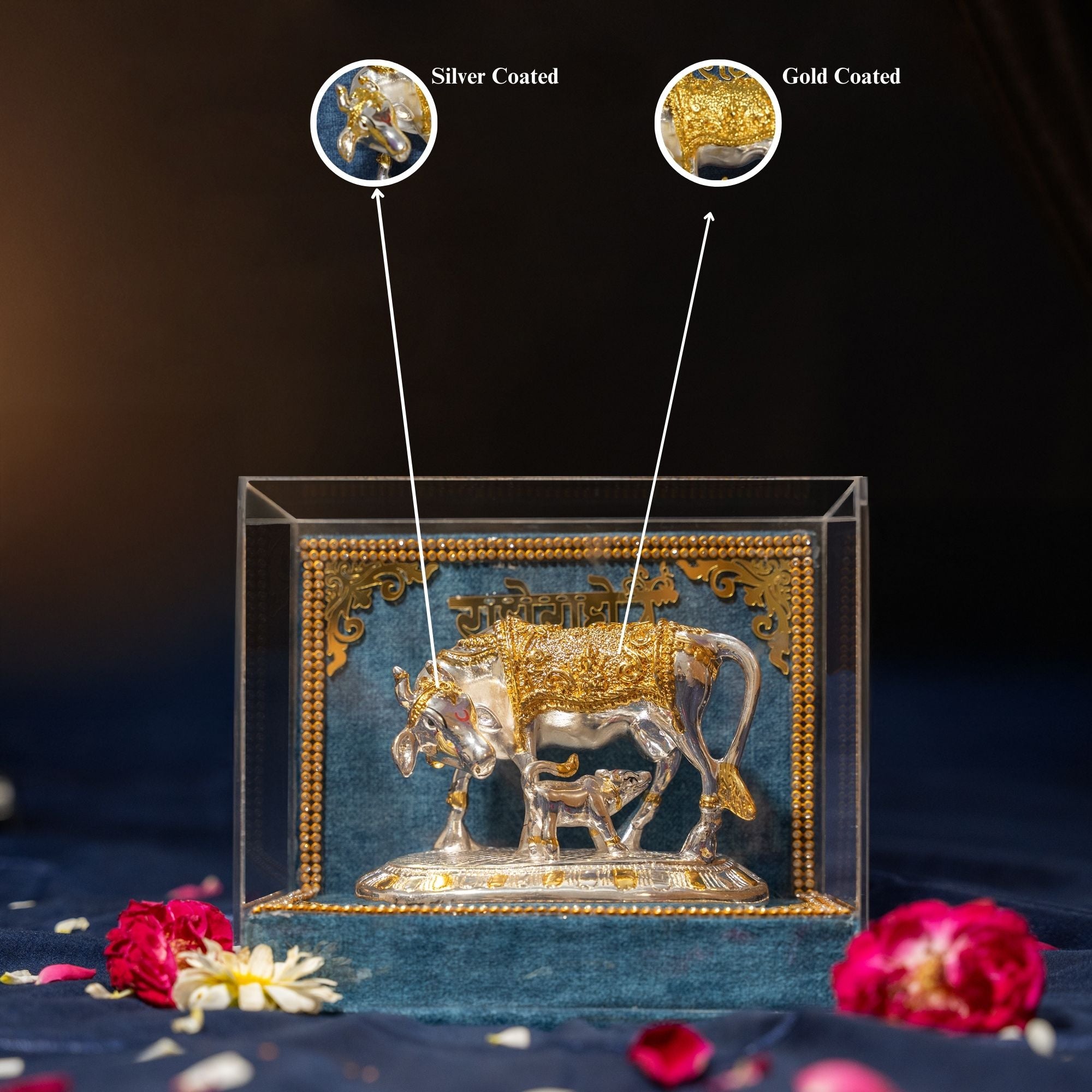 Kamdhenu Cow with Vastu Calf , Vastu Items for Home for Good Luck - Offers Wealth, Prosperity, Health, Peace