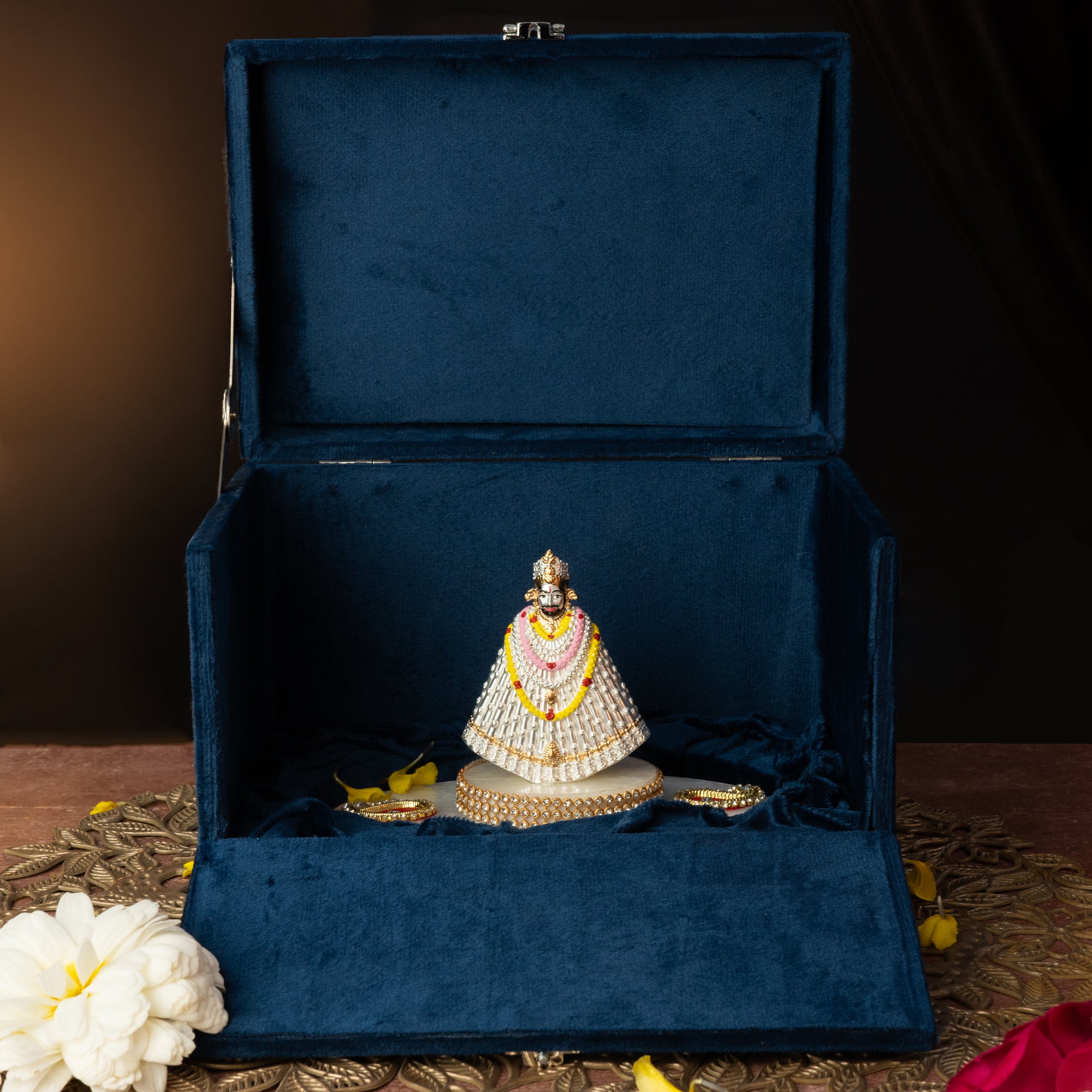 Khatu Shyam Red Box Gold And Silver Coated