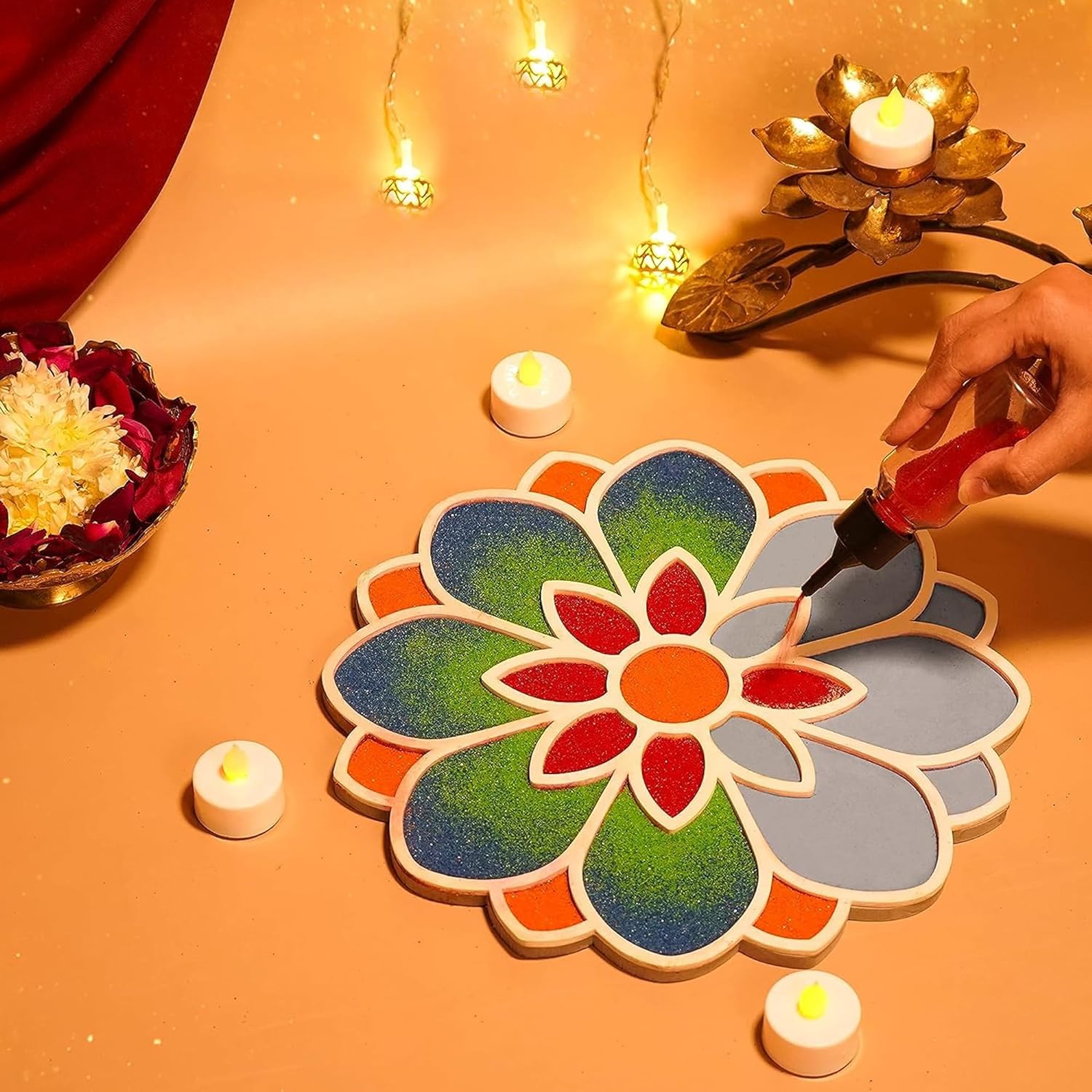 Rangoli Stencil Assorted Desgion I MDF Rangoli Stencil I Rangoli Pouch Free Pack Of 5 12*12 Inch