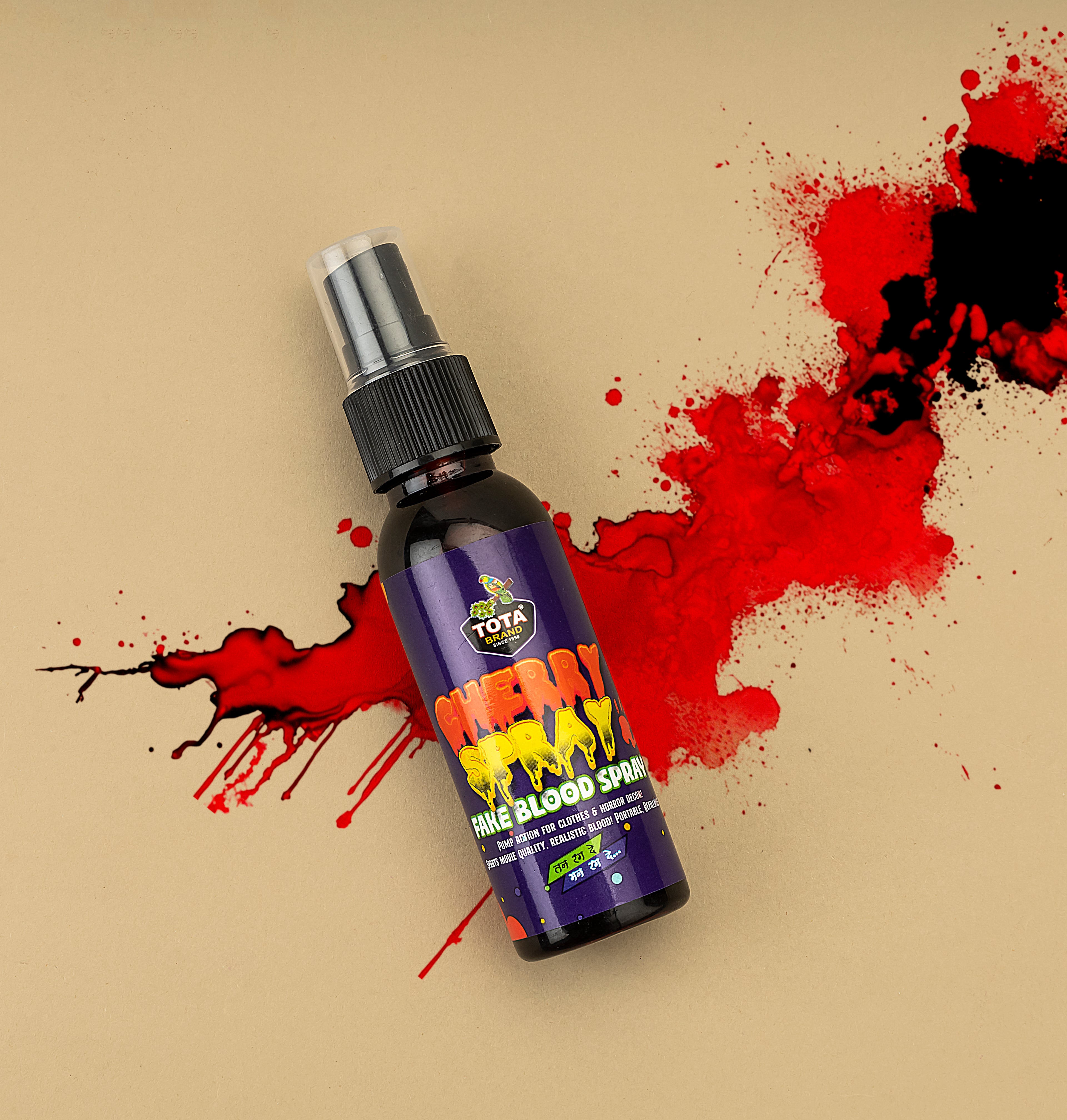 Cherry Spray Fake Blood Holi Spray for Costumes and Theatre Effects, Movie Quality Formula