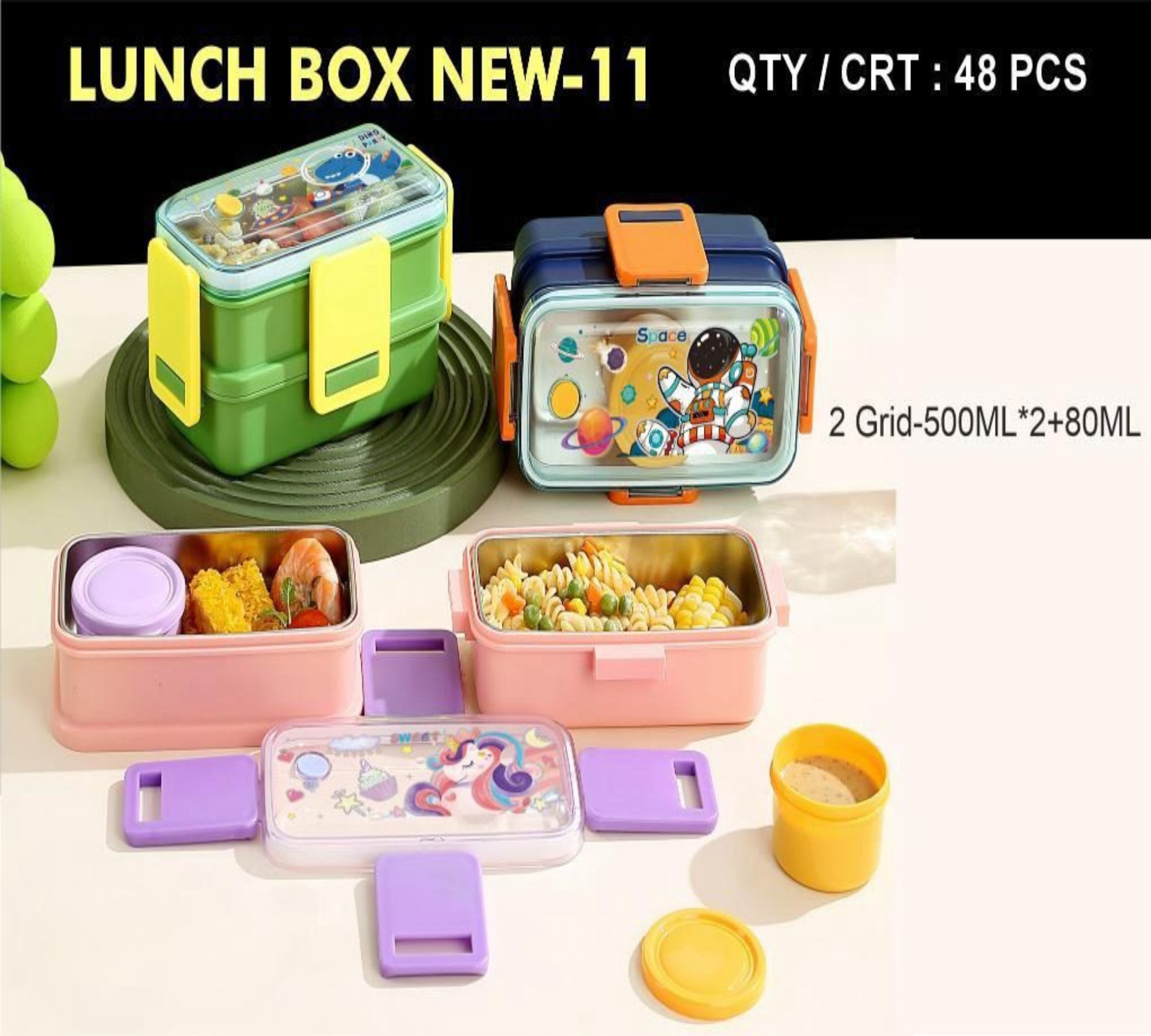Double Decker Personalized Stainless Steel Lunch Box 500 ml*2 +Bowl 80ml