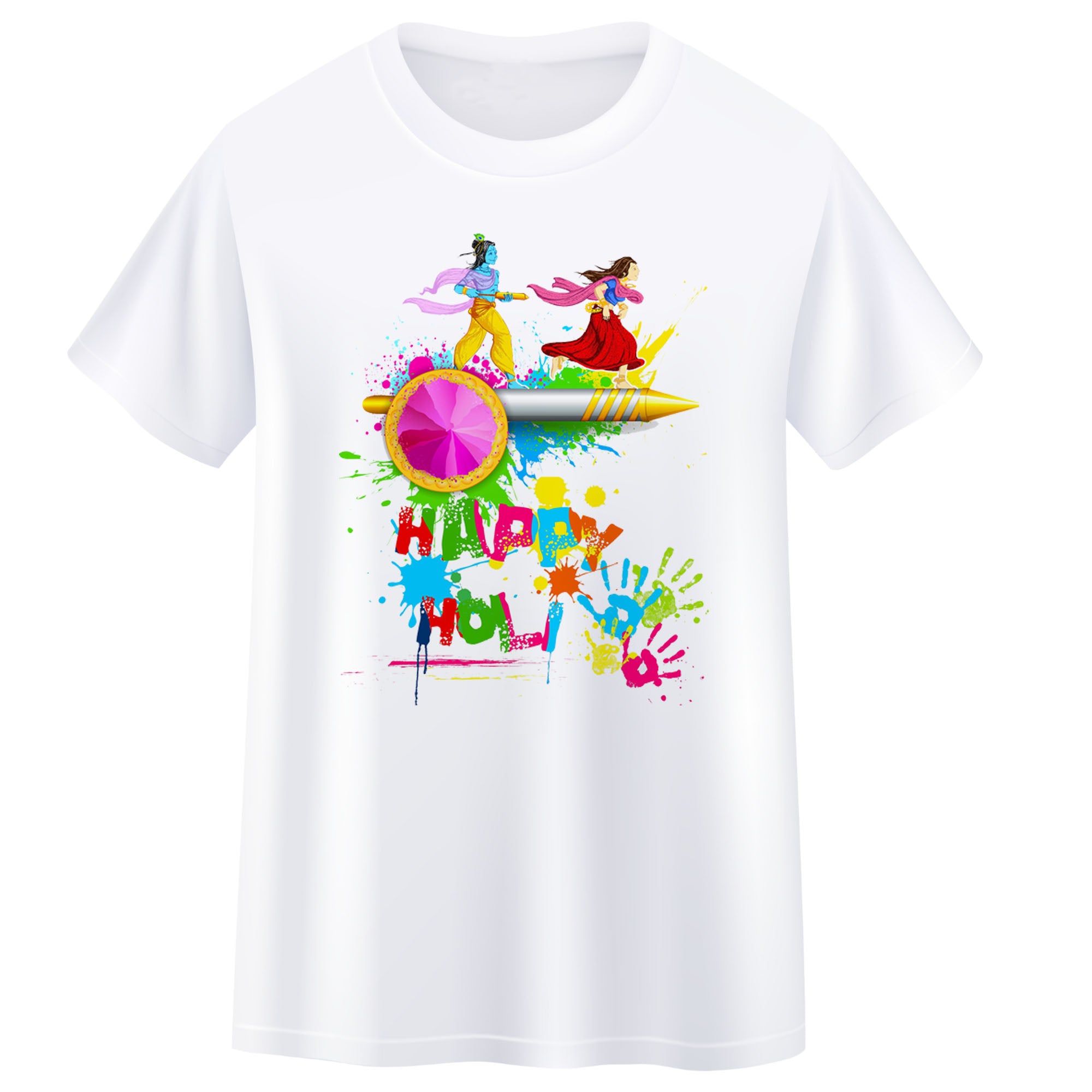 Holi T-shirt (Krishna Happy Holi) Desgion Multicolor Men/Women Kids T-shirt