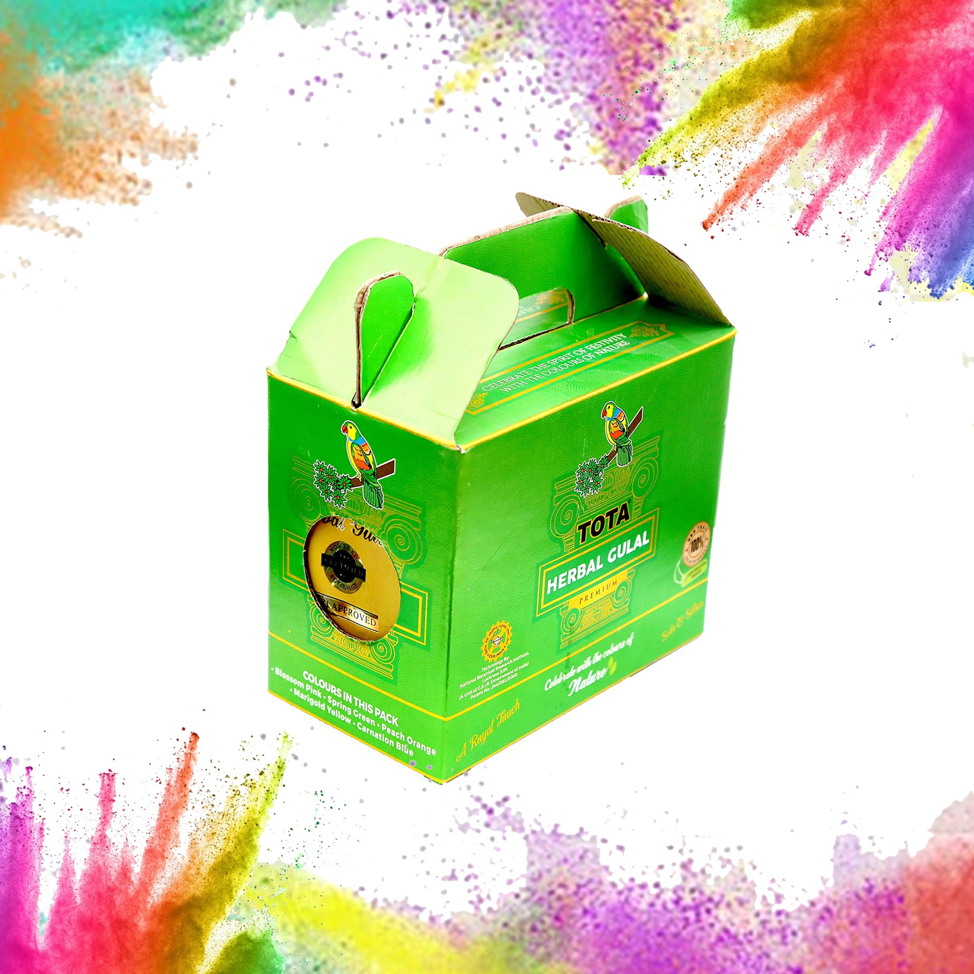 Holi Colour Herbal Colours(500gm). Neon Holi Gulal Pink, Orange, Green, Light Green, Light Pink