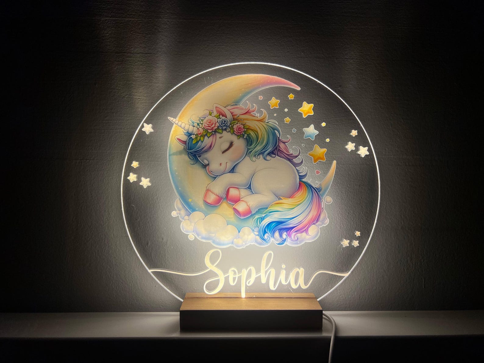Personalized Sleepy Unicorn Night Light: Custom Nursery Decor