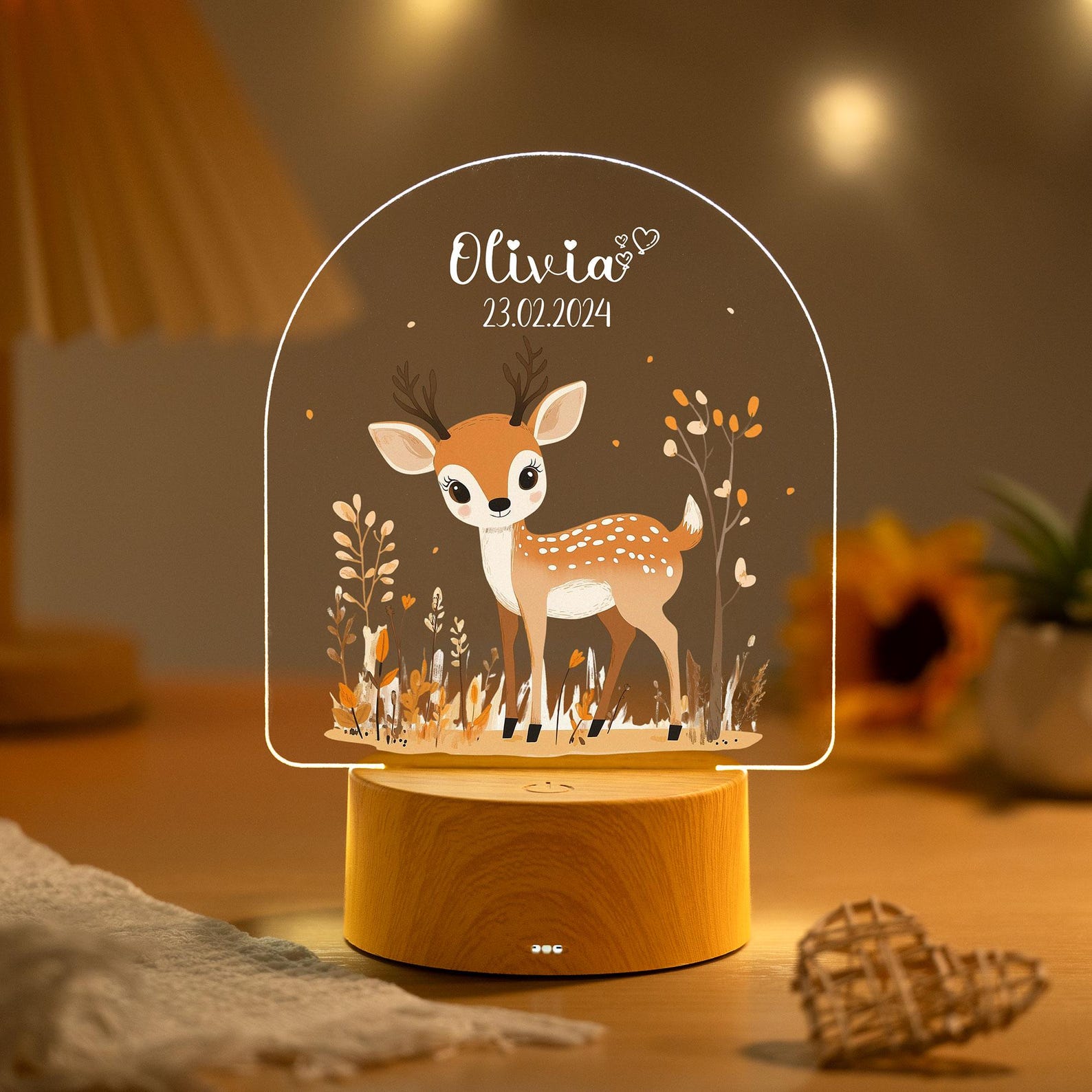 Deer Custom Name Lamp For Kids,Cute Personalised Night Light For Baby,Newborn Nursery Lamp,Boys Girls Bedroom Decor,Children&