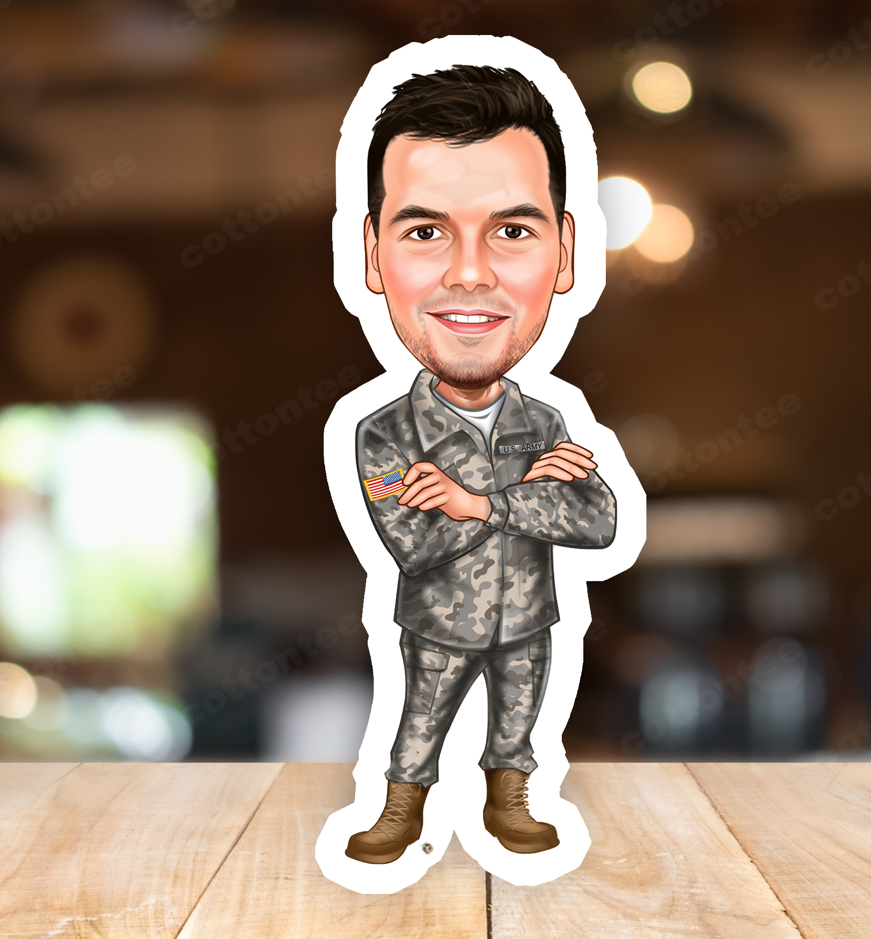 Army 2 Caricature Photo Frame Unique Design Customized Gift for Boys