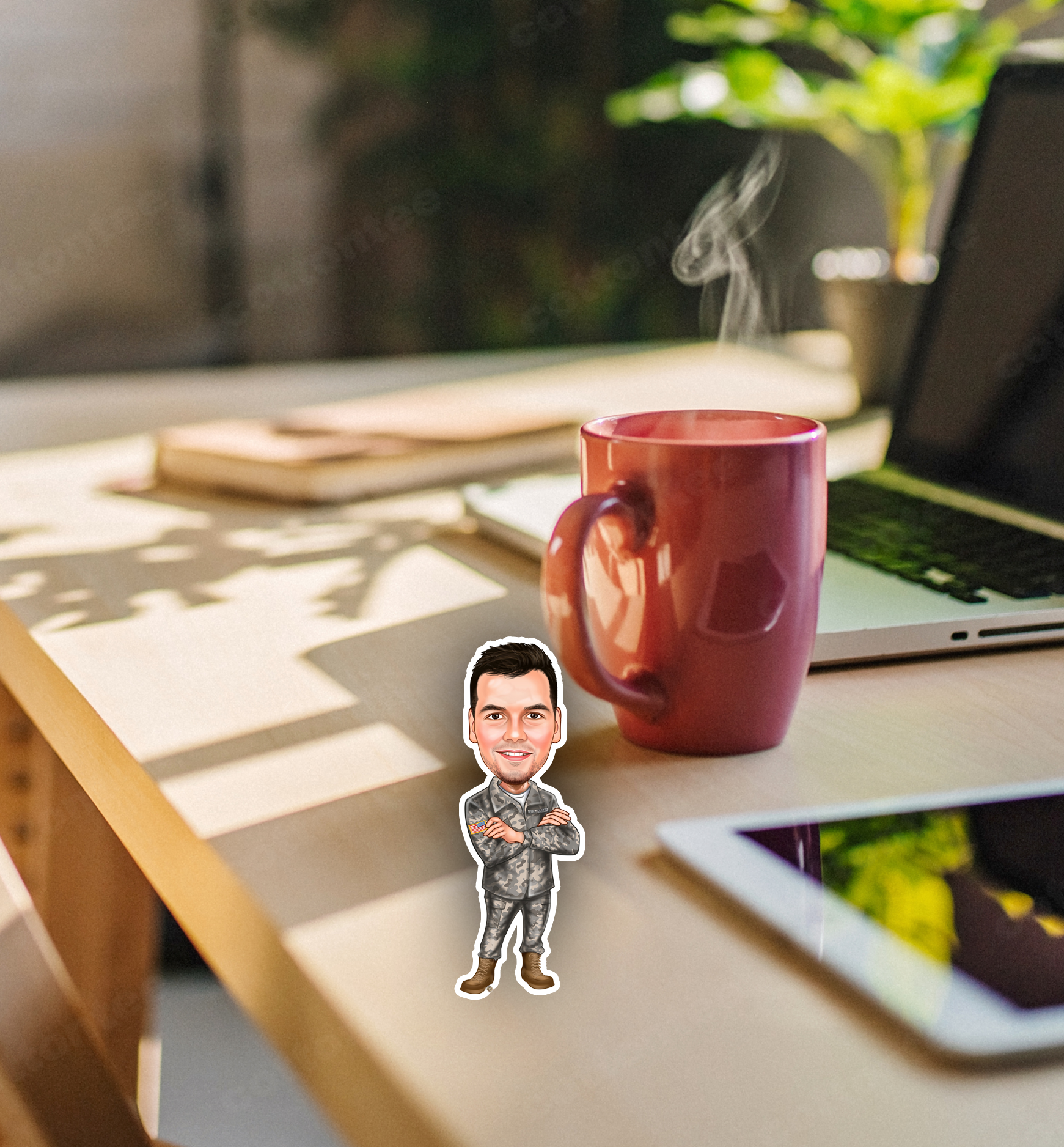 Army 2 Caricature Photo Frame Unique Design Customized Gift for Boys