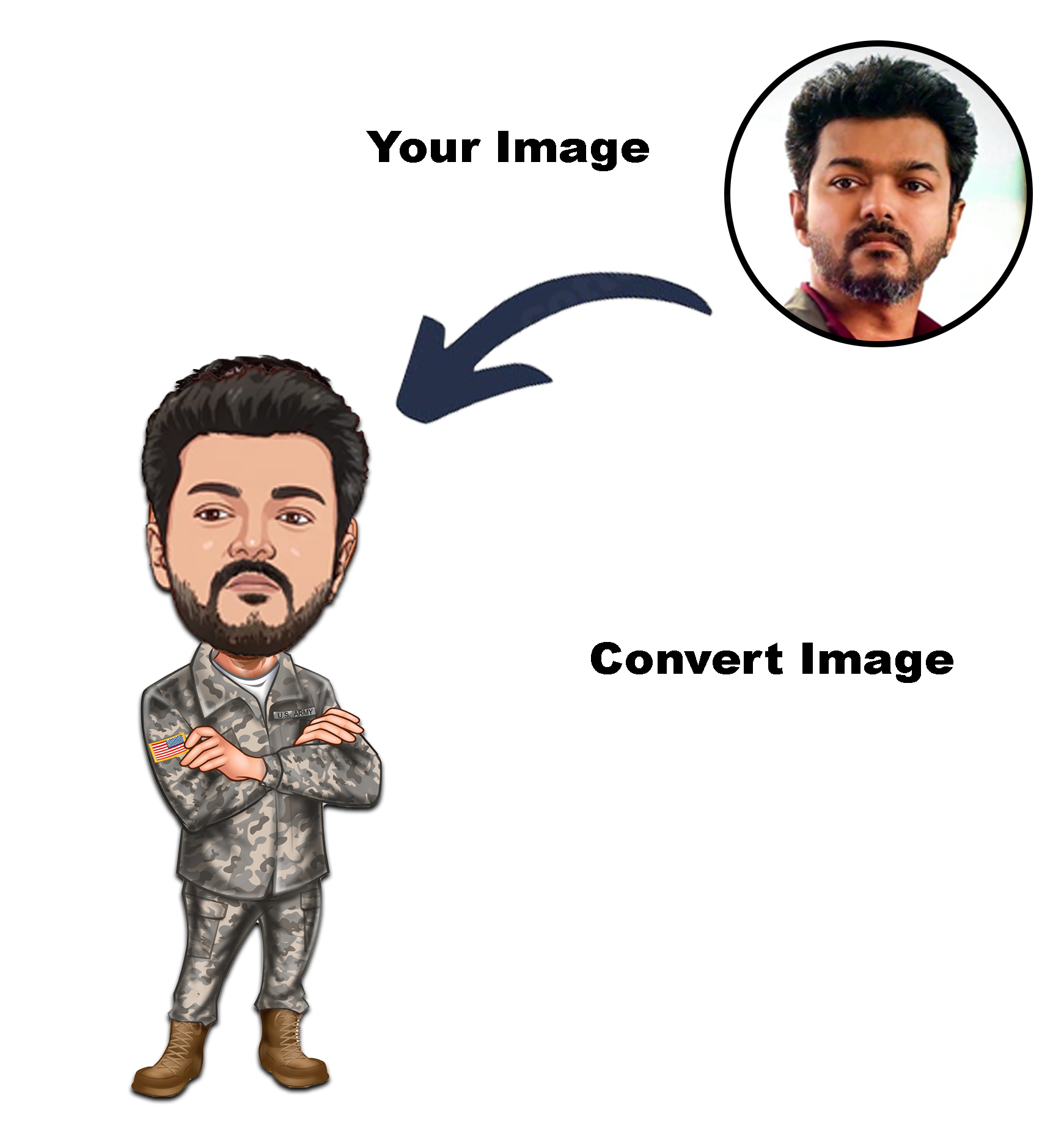 Army 2 Caricature Photo Frame Unique Design Customized Gift for Boys