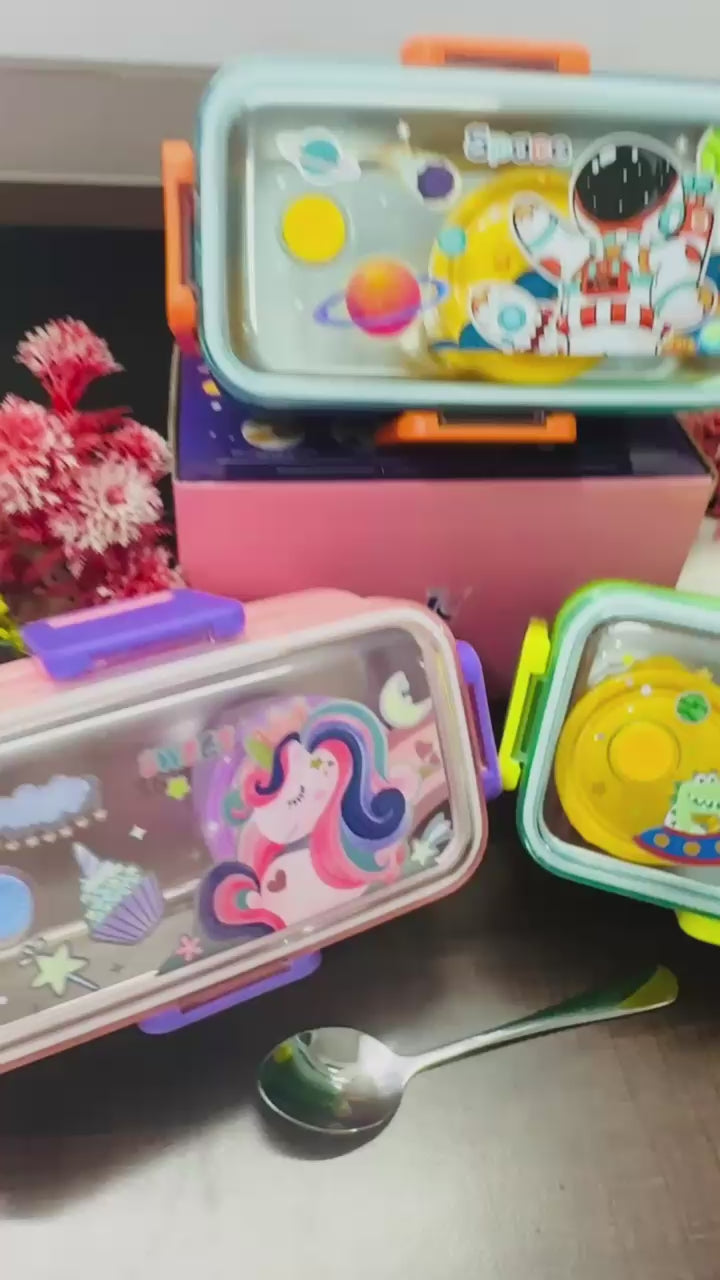 Double Decker Personalized Stainless Steel Lunch Box 500 ml*2 +Bowl 80ml