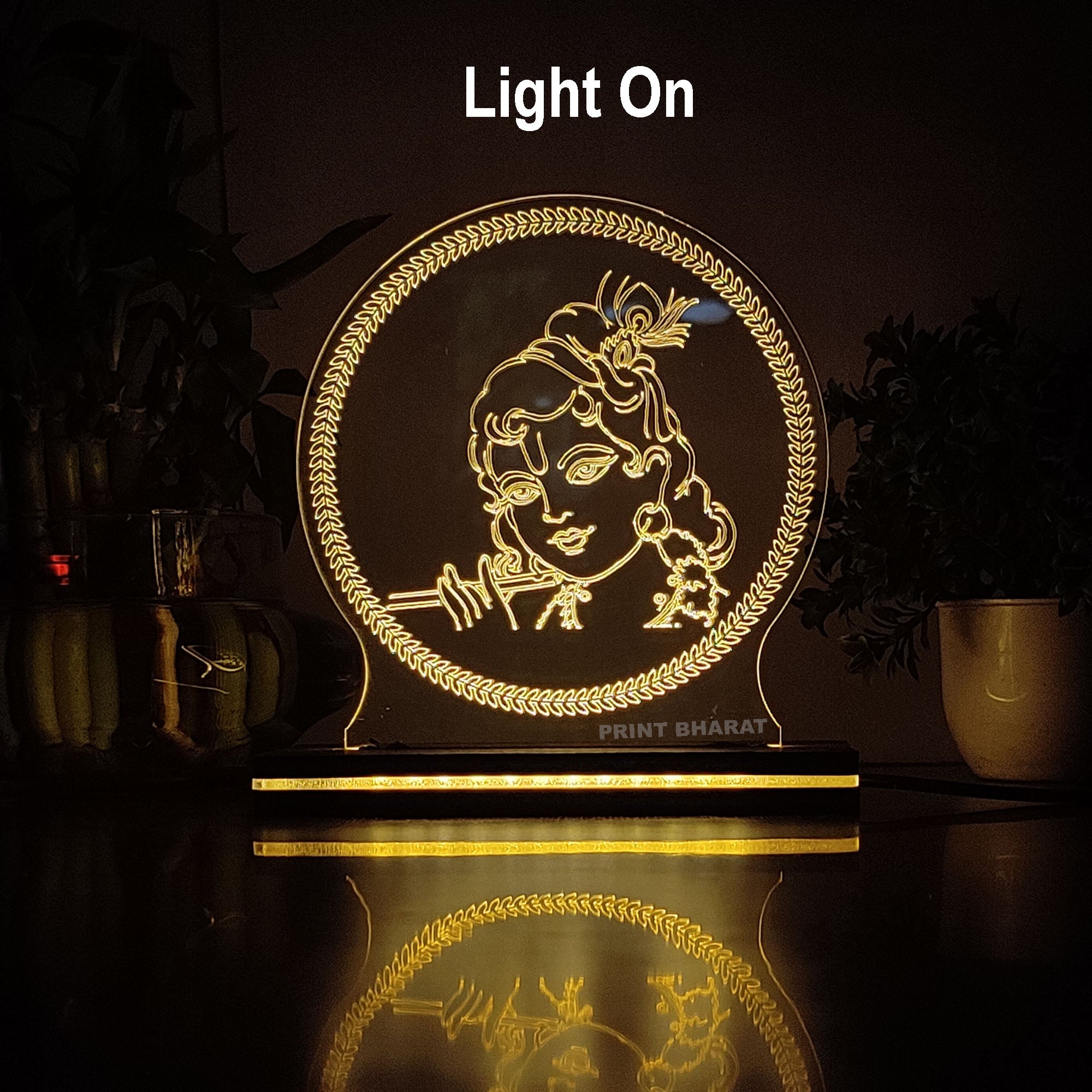 Acrylic Krishna Face Led frame size ( 16 cm* 12 Cm )