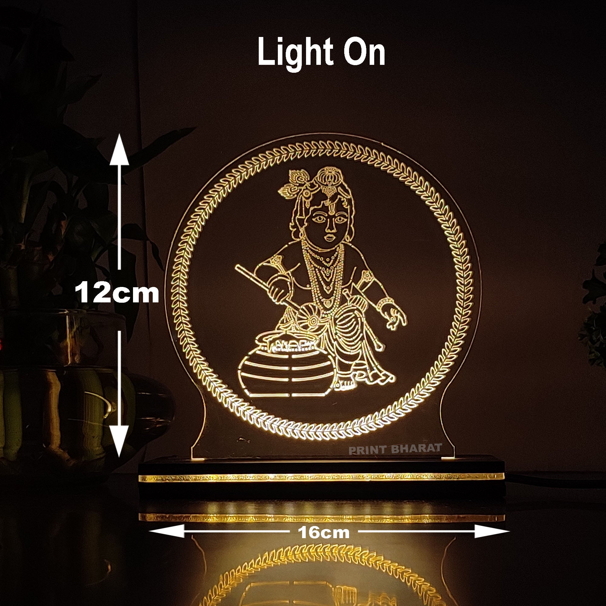 Acrylic Child Krishna Led frame size ( 16 cm* 12 Cm )