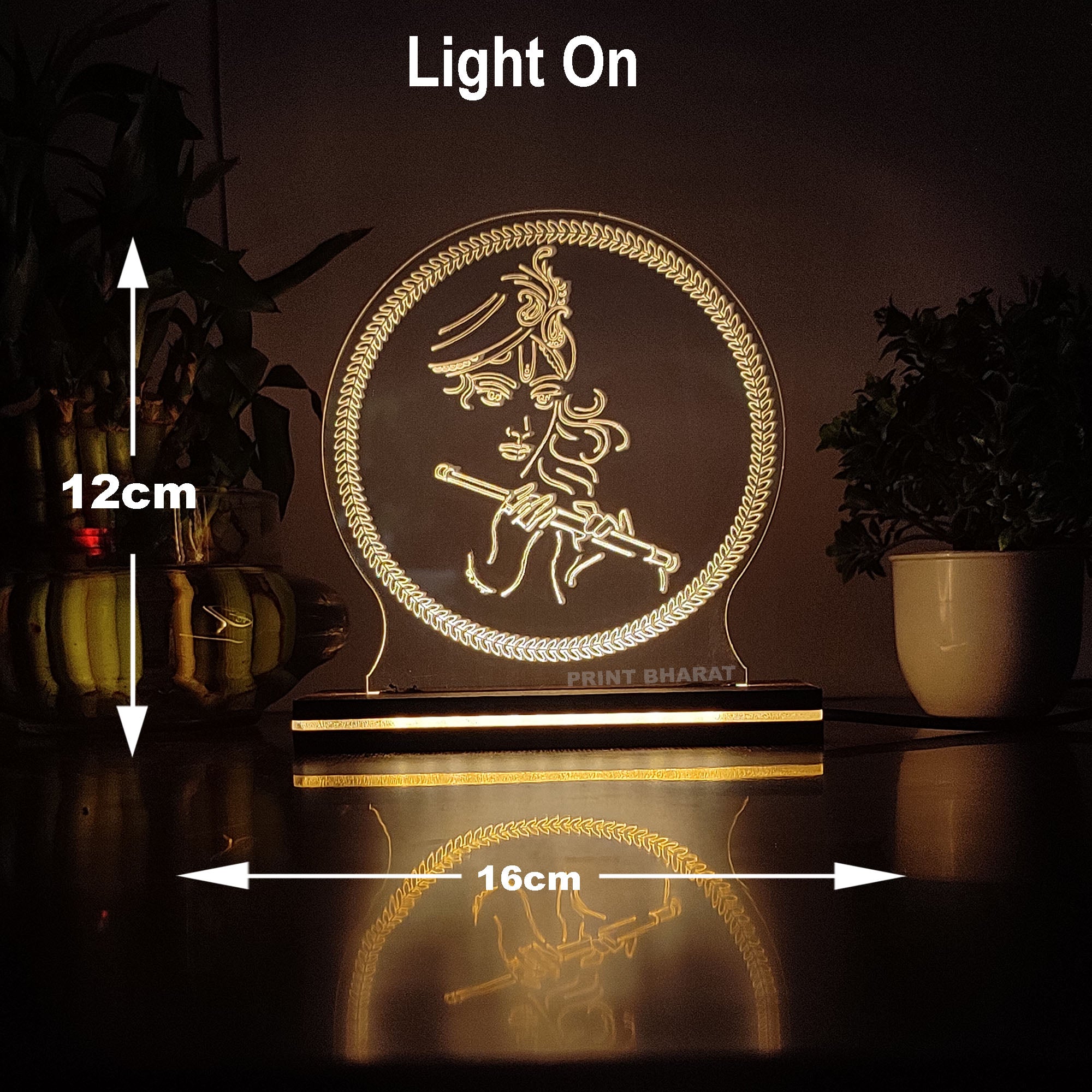 Acrylic Shri Krishna Ji Led frame size ( 16 cm* 12 Cm )