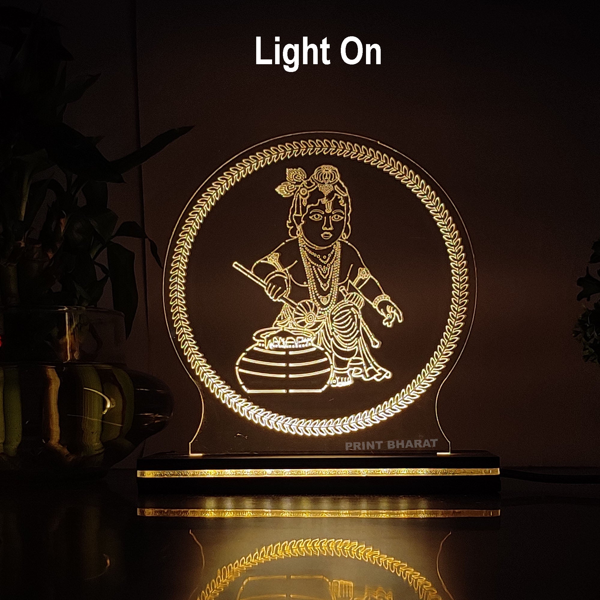 Acrylic Child Krishna Led frame size ( 16 cm* 12 Cm )