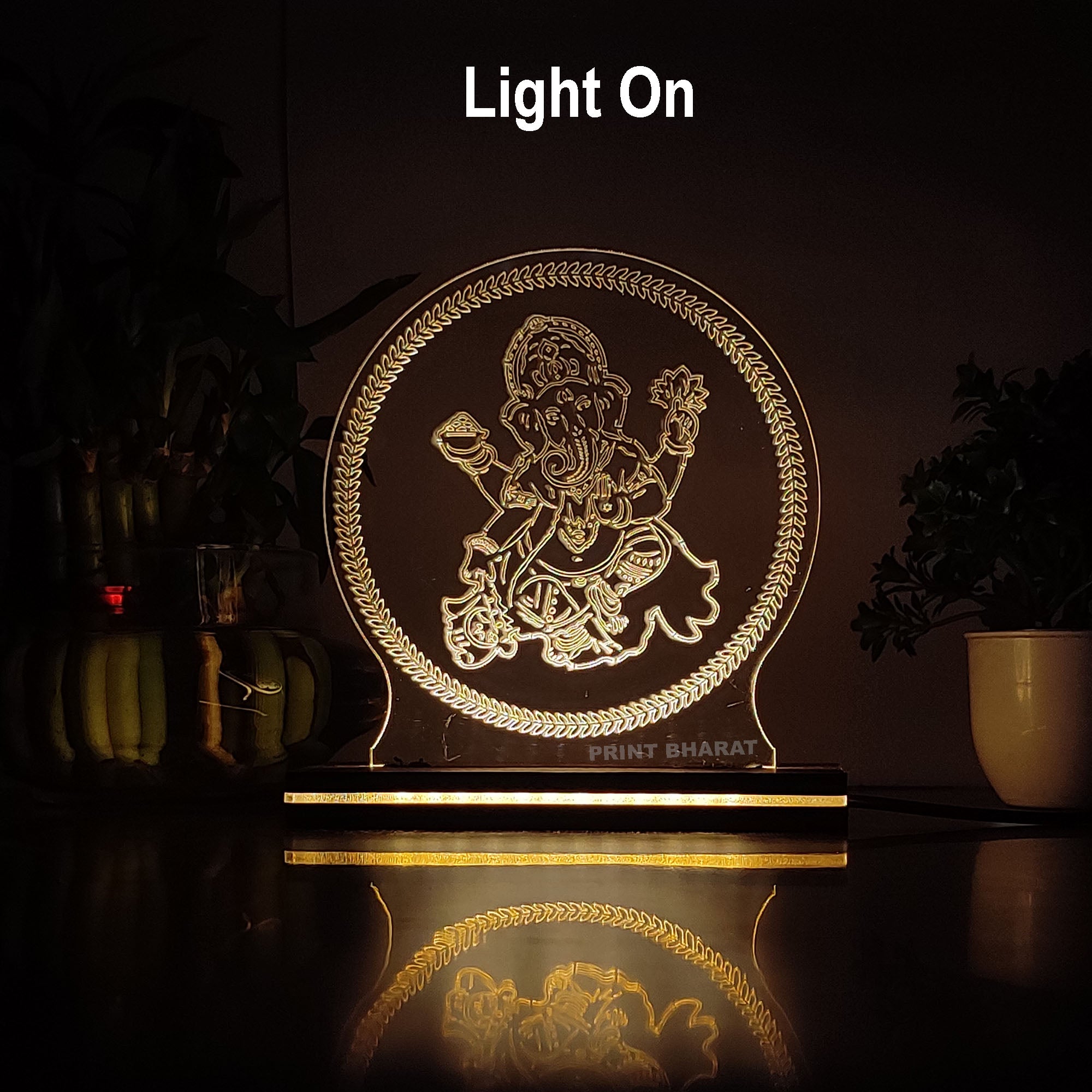 Acrylic Ganesh Ji Led frame size ( 16 cm* 12 Cm )