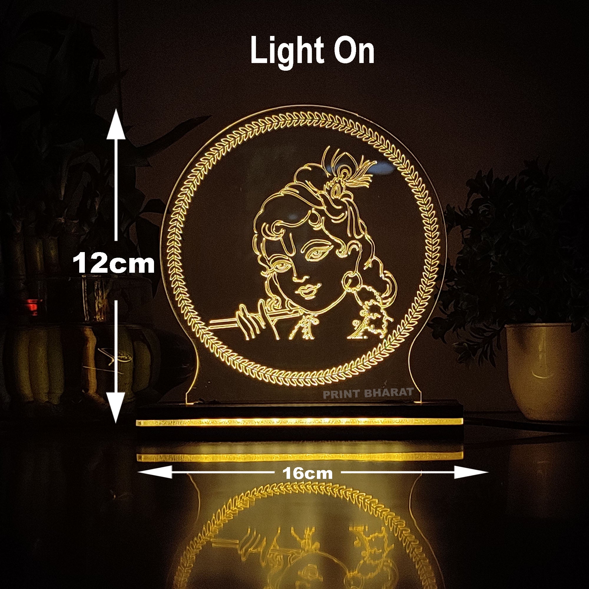 Acrylic Krishna Face Led frame size ( 16 cm* 12 Cm )