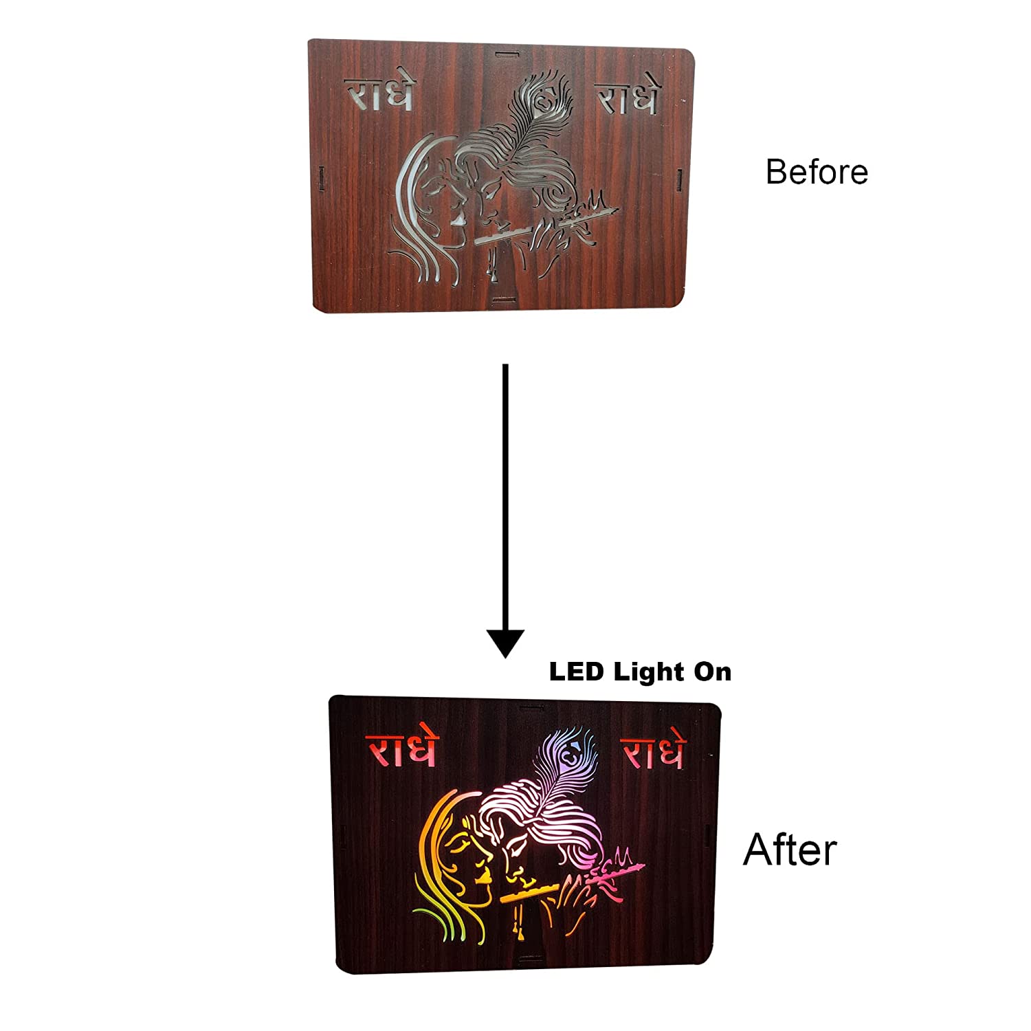 MDF Wood Art Work Led Frame Wooden Color with Laser Cut Finish
