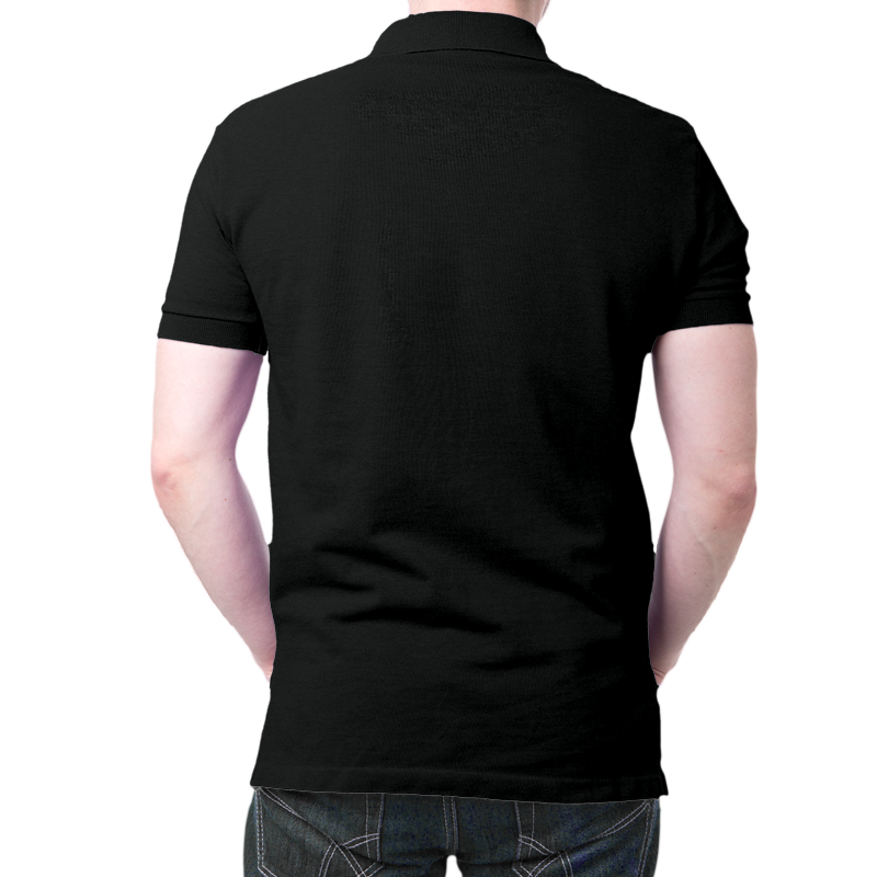 White black mens polo t-shirt front back and side views By