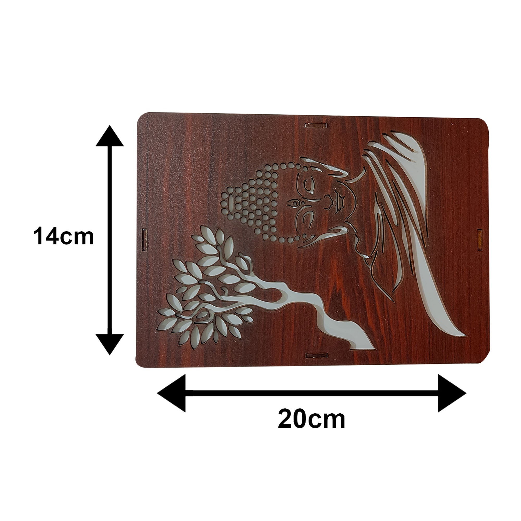 MDF Wood Art Work Led Frame Wooden Color with Laser Cut Finish (Led Lord Buddha Frame)