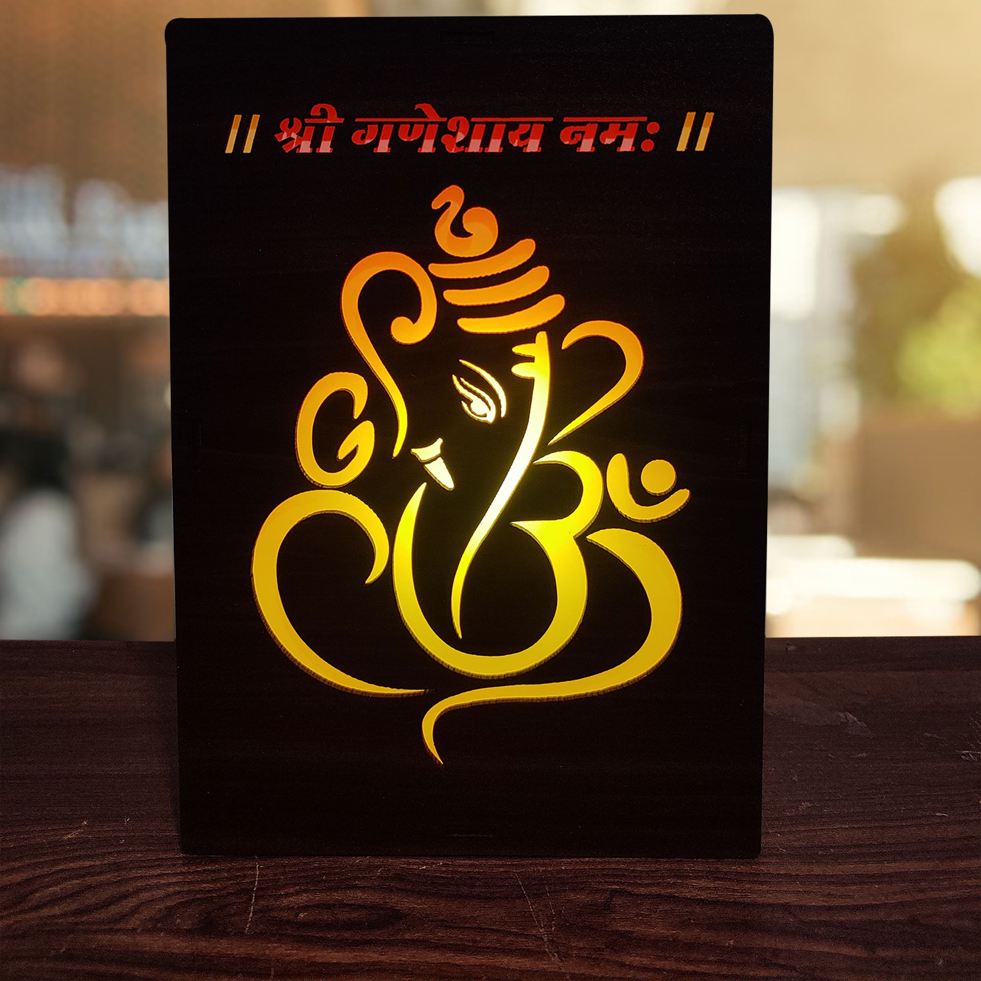 MDF Wood Art Work Led Frame Wooden Color with Laser Cut Finish