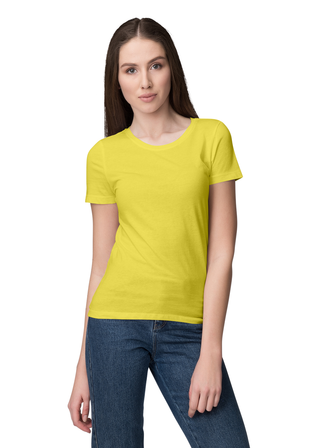 Unisex Basic Plain Yellow T-shirt